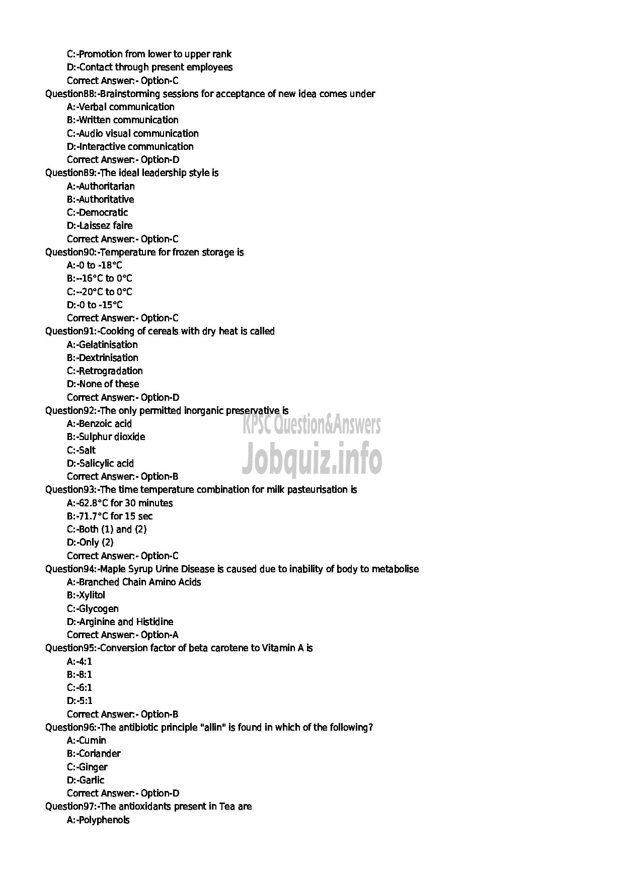 Kerala PSC Question Paper - DIETICIAN GRADE II MEDICAL EDUCATION-10