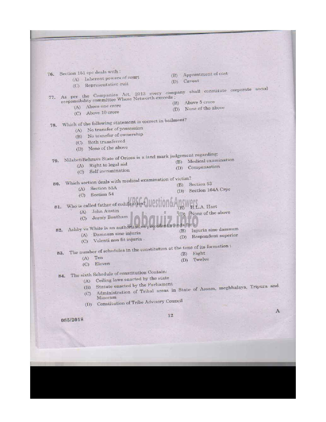 Kerala PSC Question Paper - DISTRICT EXECUTIVE OFFICER/ ADDITIONAL DISTRICT EXECUTIVE OFFICER KERALA MOTOR TRANSPORT WORKERS WELFARE FUND BOARD-11