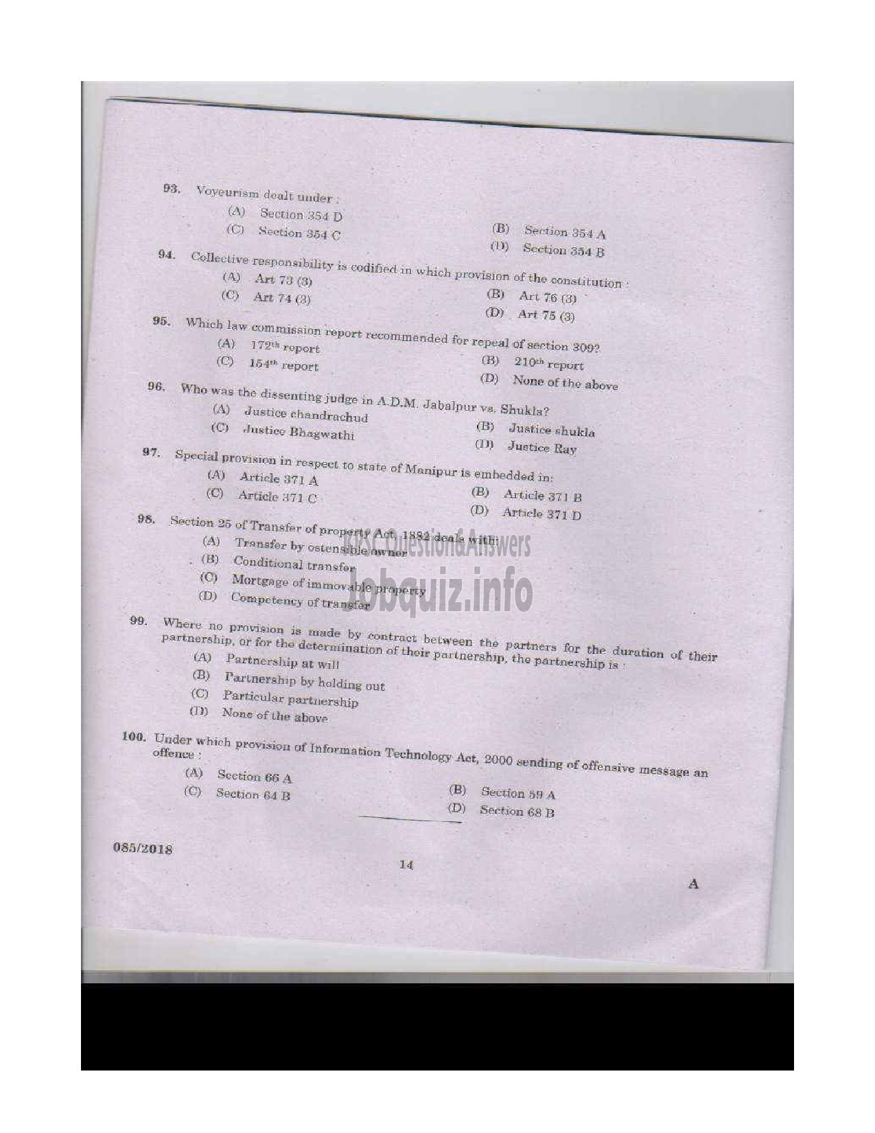 Kerala PSC Question Paper - DISTRICT EXECUTIVE OFFICER/ ADDITIONAL DISTRICT EXECUTIVE OFFICER KERALA MOTOR TRANSPORT WORKERS WELFARE FUND BOARD-13