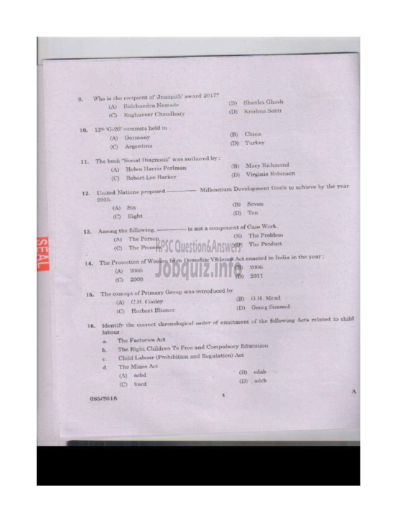 Kerala PSC Question Paper - DISTRICT EXECUTIVE OFFICER/ ADDITIONAL DISTRICT EXECUTIVE OFFICER KERALA MOTOR TRANSPORT WORKERS WELFARE FUND BOARD-3