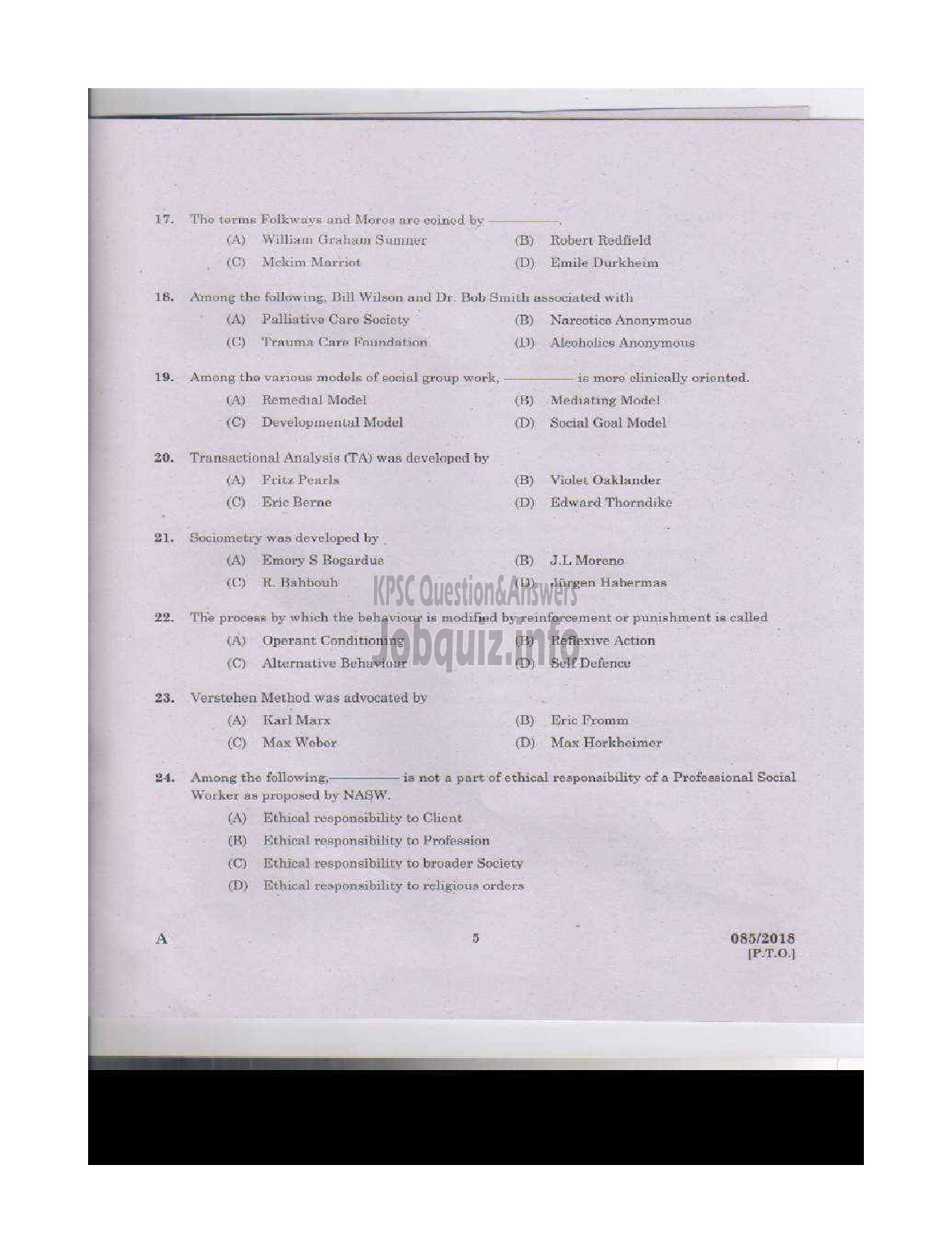 Kerala PSC Question Paper - DISTRICT EXECUTIVE OFFICER/ ADDITIONAL DISTRICT EXECUTIVE OFFICER KERALA MOTOR TRANSPORT WORKERS WELFARE FUND BOARD-4