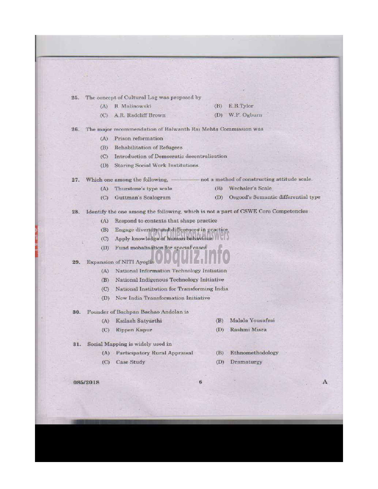 Kerala PSC Question Paper - DISTRICT EXECUTIVE OFFICER/ ADDITIONAL DISTRICT EXECUTIVE OFFICER KERALA MOTOR TRANSPORT WORKERS WELFARE FUND BOARD-5