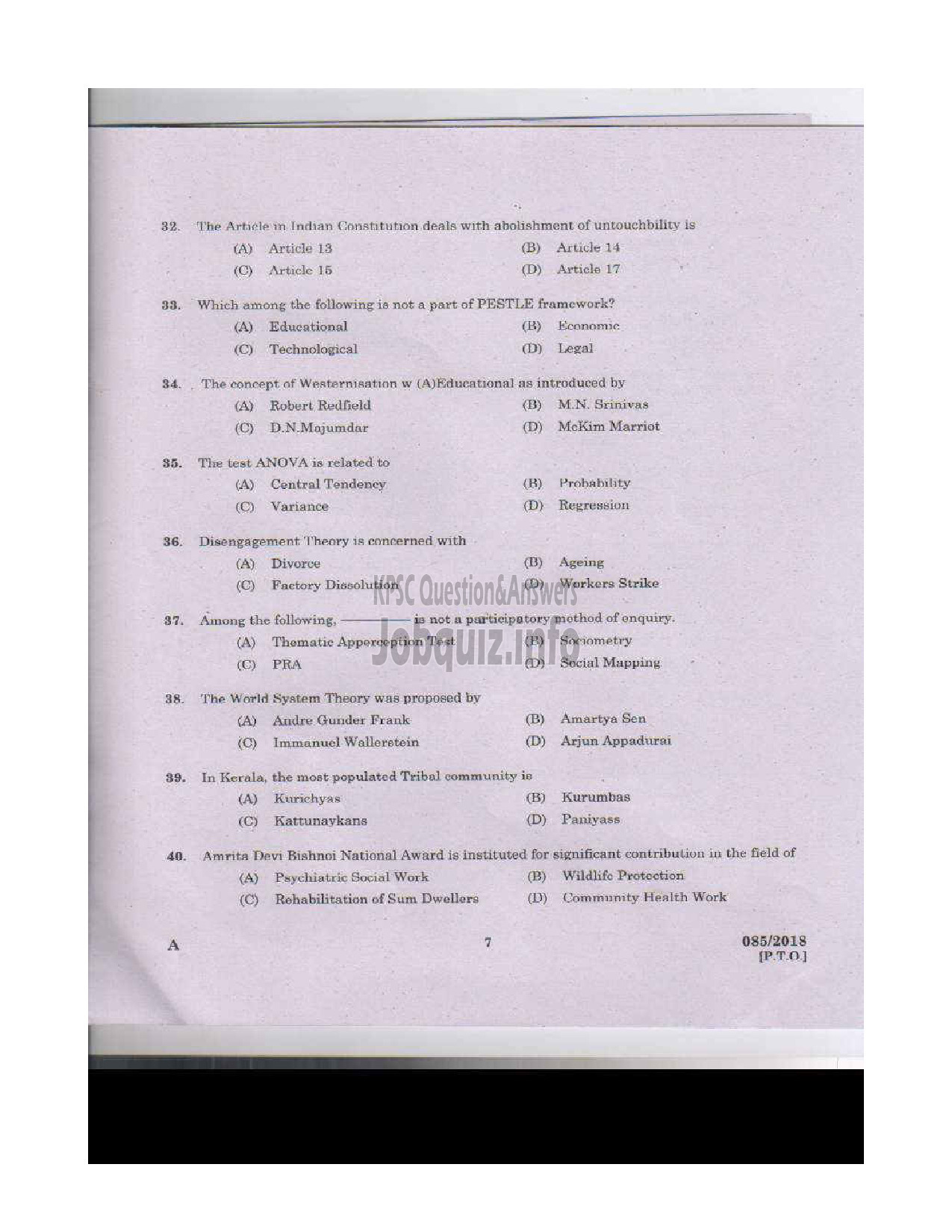 Kerala PSC Question Paper - DISTRICT EXECUTIVE OFFICER/ ADDITIONAL DISTRICT EXECUTIVE OFFICER KERALA MOTOR TRANSPORT WORKERS WELFARE FUND BOARD-6