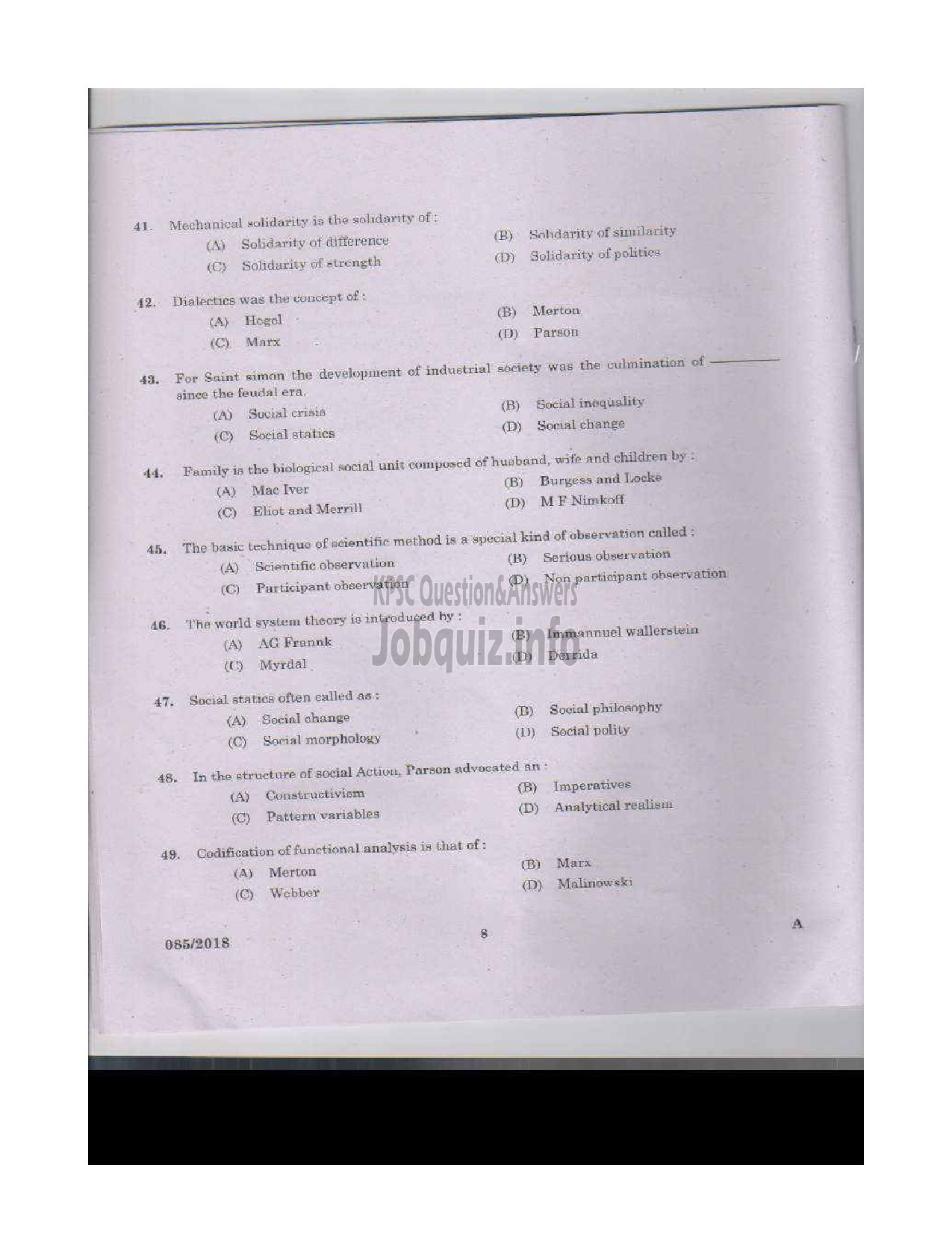Kerala PSC Question Paper - DISTRICT EXECUTIVE OFFICER/ ADDITIONAL DISTRICT EXECUTIVE OFFICER KERALA MOTOR TRANSPORT WORKERS WELFARE FUND BOARD-7