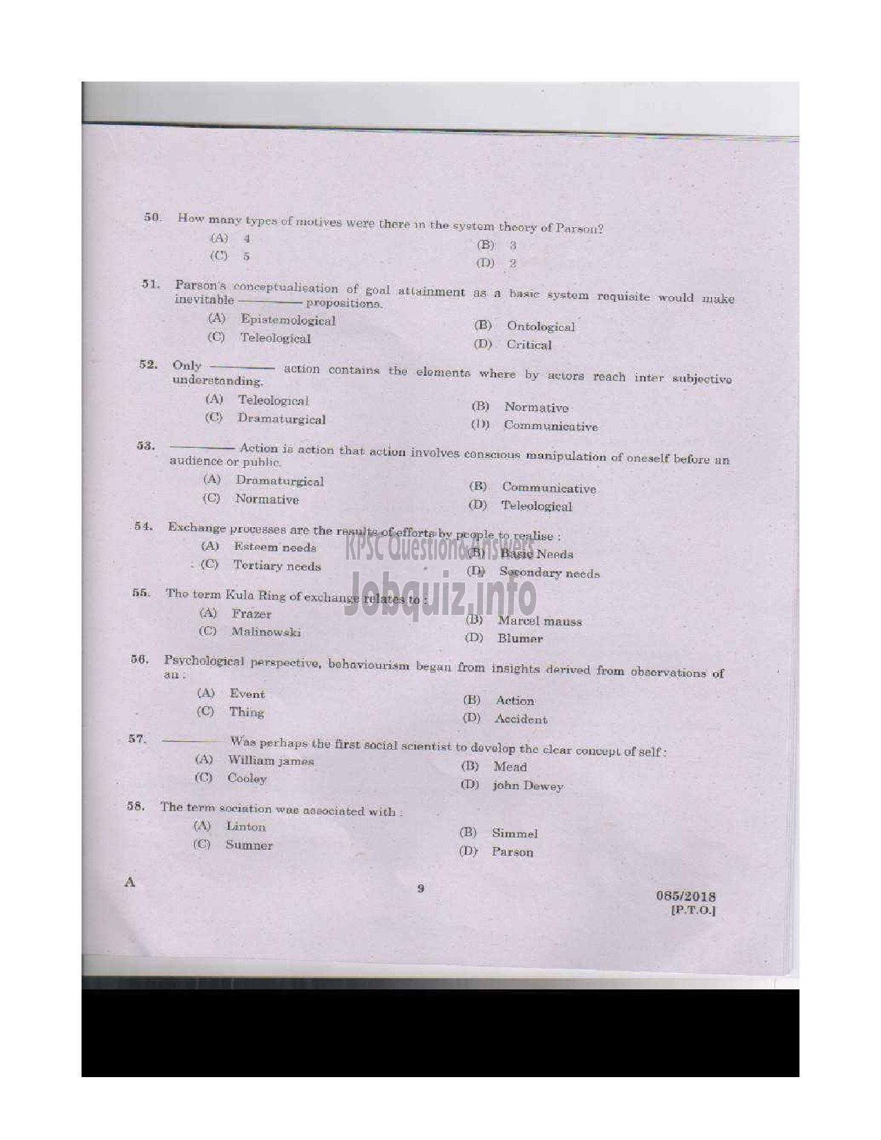Kerala PSC Question Paper - DISTRICT EXECUTIVE OFFICER/ ADDITIONAL DISTRICT EXECUTIVE OFFICER KERALA MOTOR TRANSPORT WORKERS WELFARE FUND BOARD-8