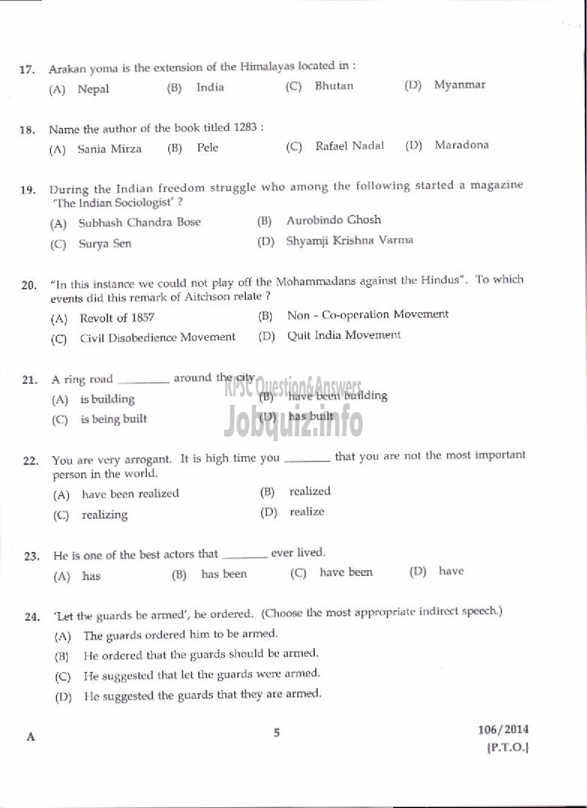 Kerala PSC Question Paper - DIVISIONAL ACCOUNTANT KERALA WATER AUTHORITY PRELIMINARY TEST-3