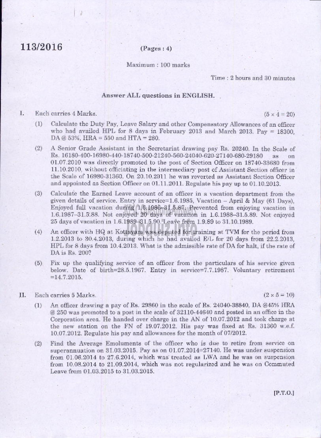 Kerala PSC Question Paper - DIVISIONAL ACCOUNTANT KSEB PAPER IV KERALA SERVICE RULES-1