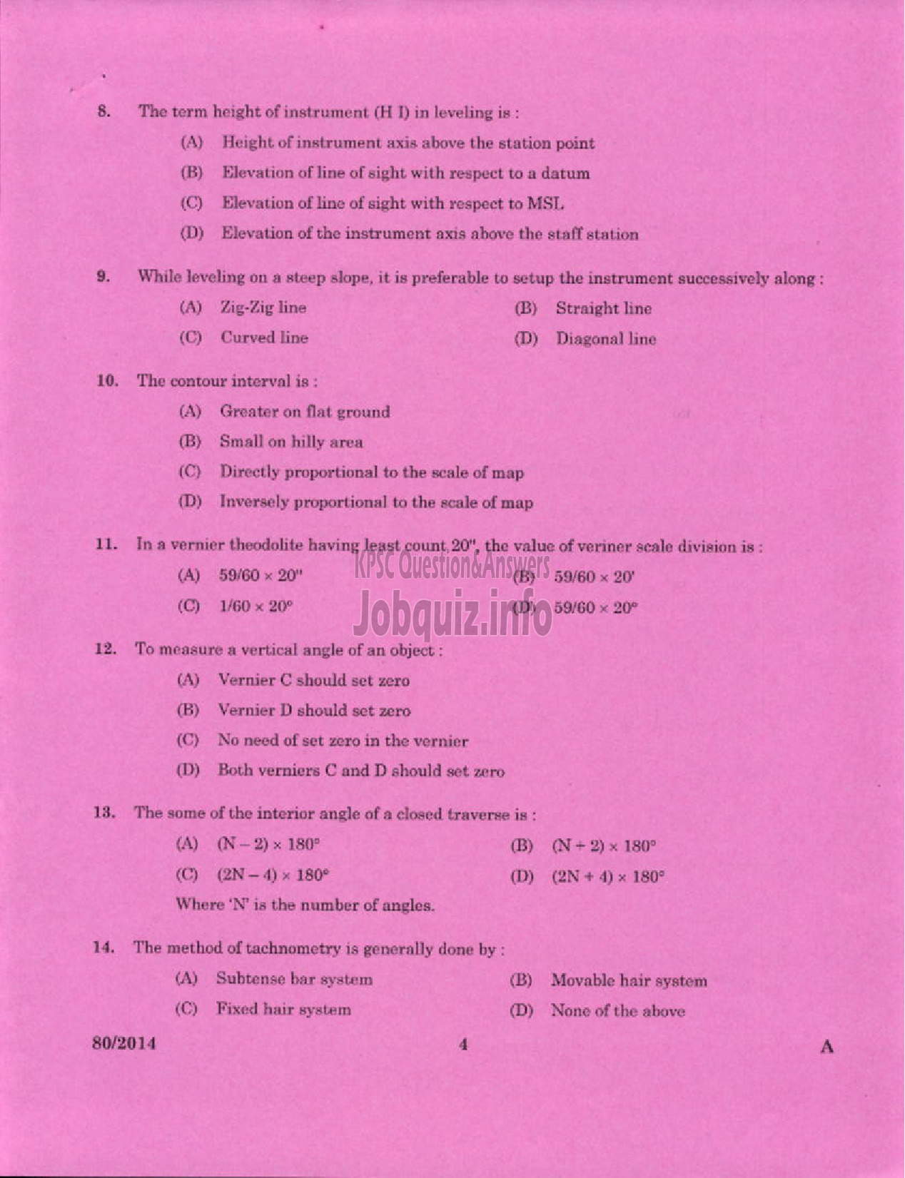 Kerala PSC Question Paper - DRAFTSMAN GRADE I KERALA PORT DEPARTMENT HYDROGRAPHIC SURVEY WING-2