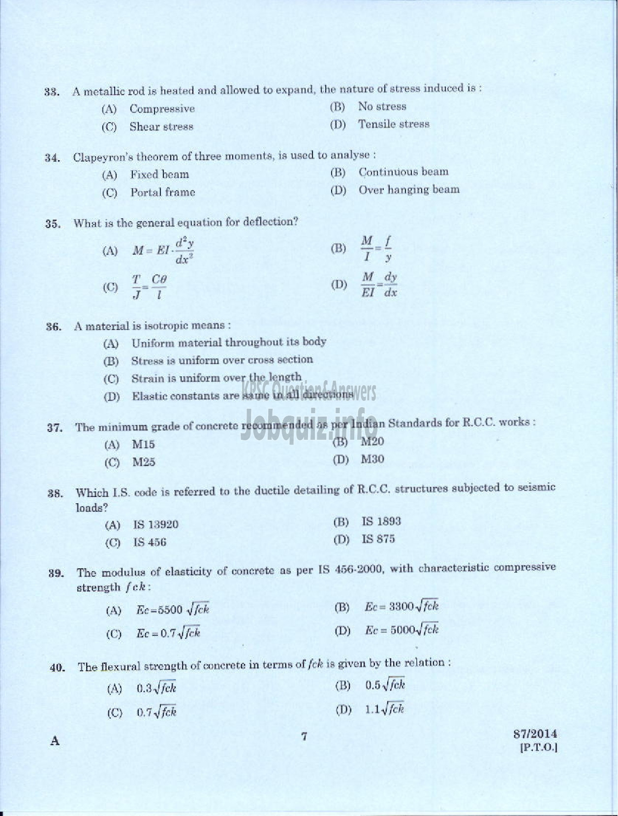 Kerala PSC Question Paper - DRAFTSMAN GRADE I KERALA STATE HOUSING BOARD-5