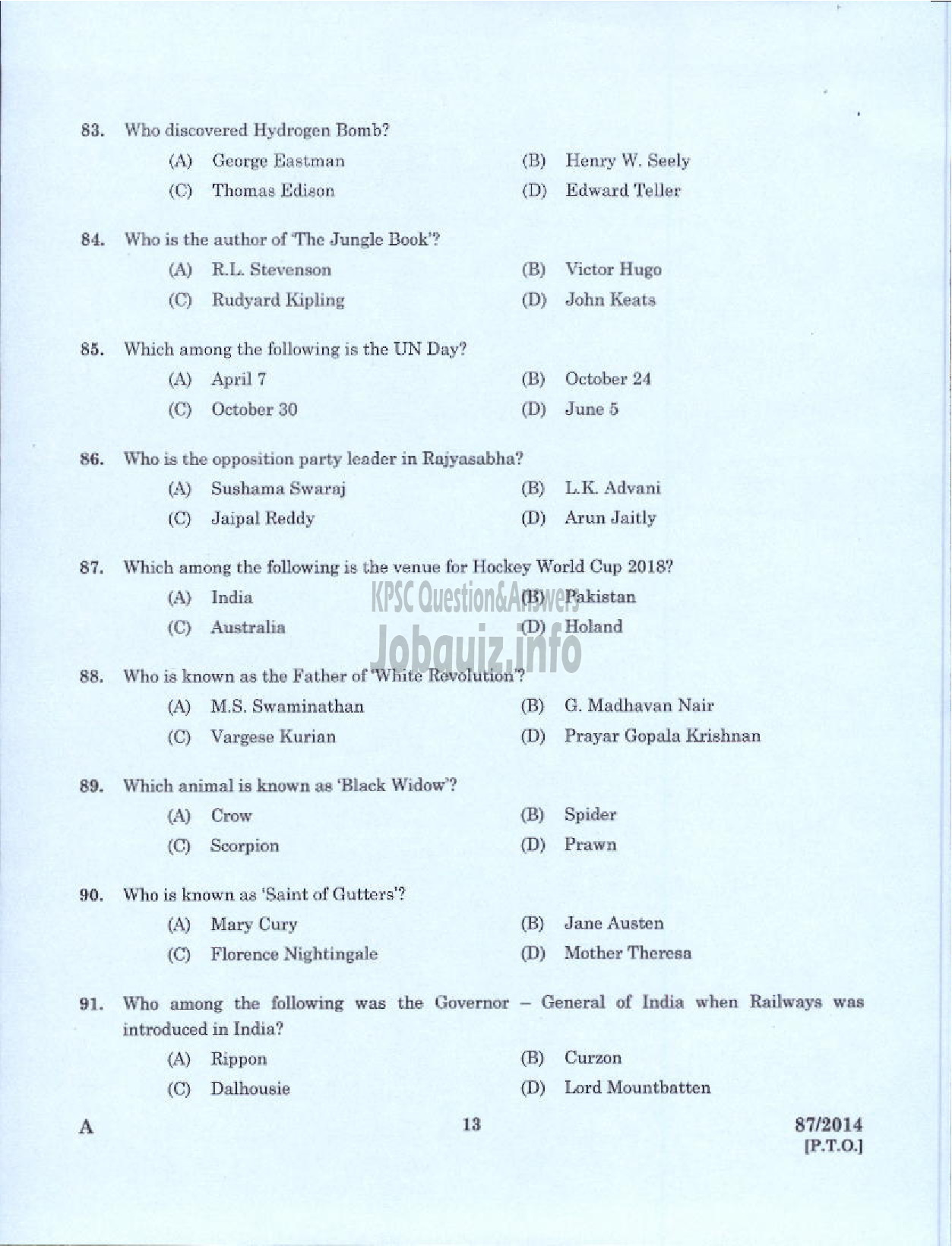 Kerala PSC Question Paper - DRAFTSMAN GRADE I KERALA STATE HOUSING BOARD-9