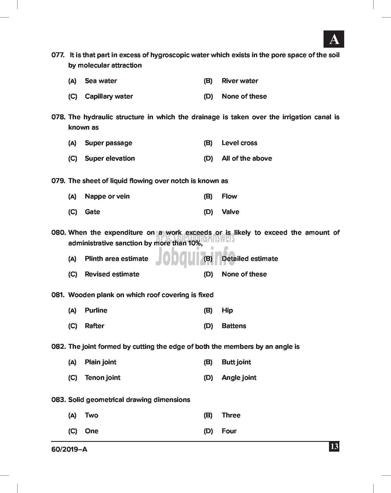 Kerala PSC Question Paper - DRAFTSMAN GR III CIVIL English -13