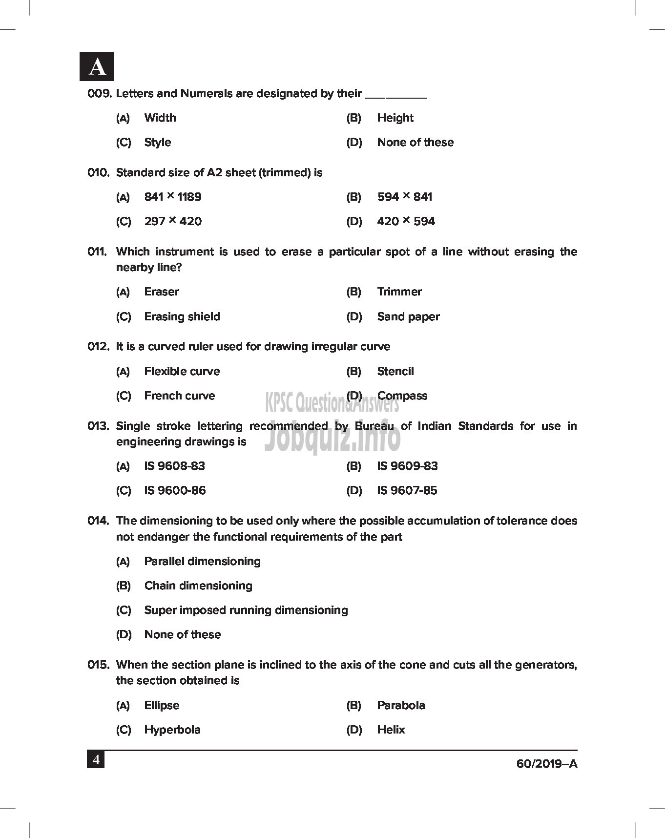 Kerala PSC Question Paper - DRAFTSMAN GR III CIVIL English -4