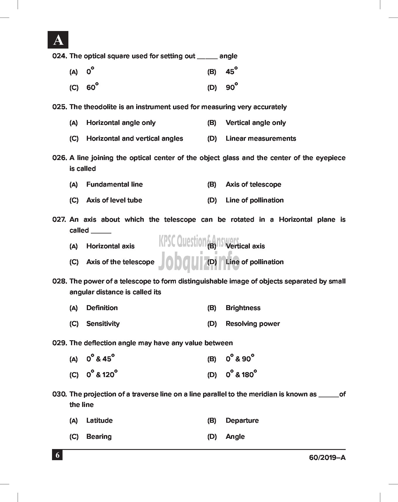 Kerala PSC Question Paper - DRAFTSMAN GR III CIVIL English -6