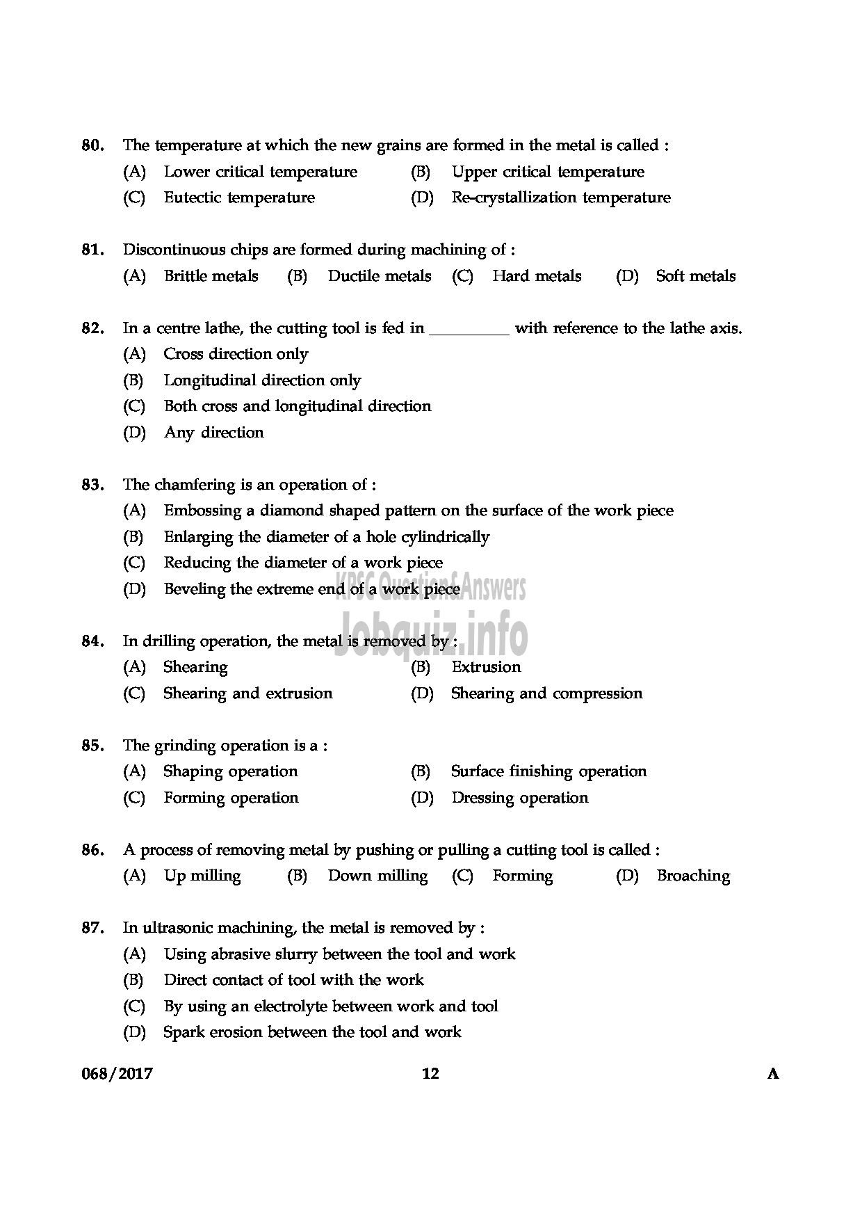 Kerala PSC Question Paper - DRAFTSMAN GR.II FACTORIES AND BOILERS QUESTION PAPER-11