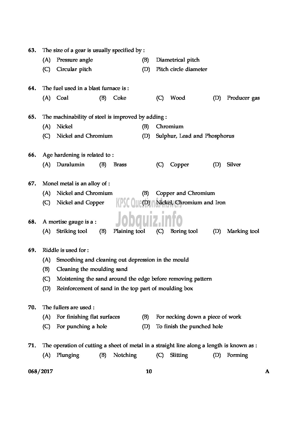 Kerala PSC Question Paper - DRAFTSMAN GR.II FACTORIES AND BOILERS QUESTION PAPER-9