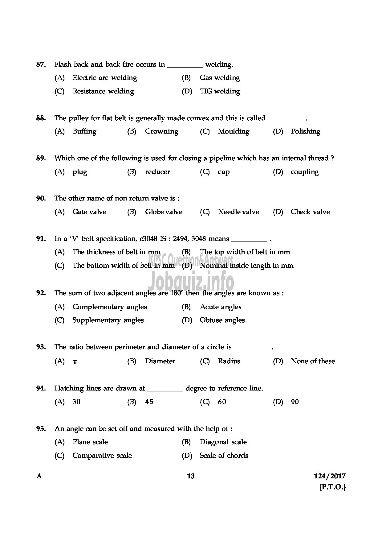 Kerala PSC Question Paper - DRAFTSMAN GR II GROUND WATER-13