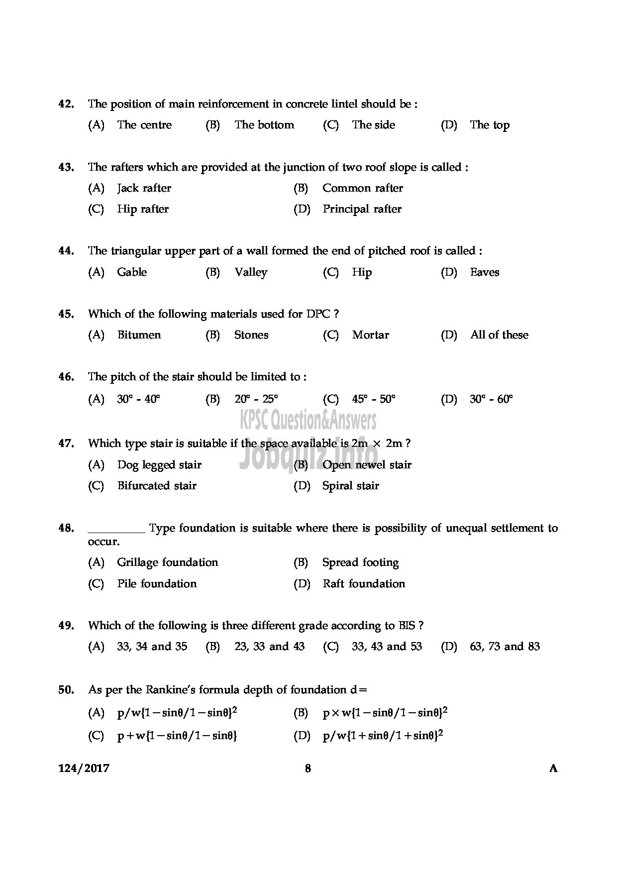 Kerala PSC Question Paper - DRAFTSMAN GR II GROUND WATER-8