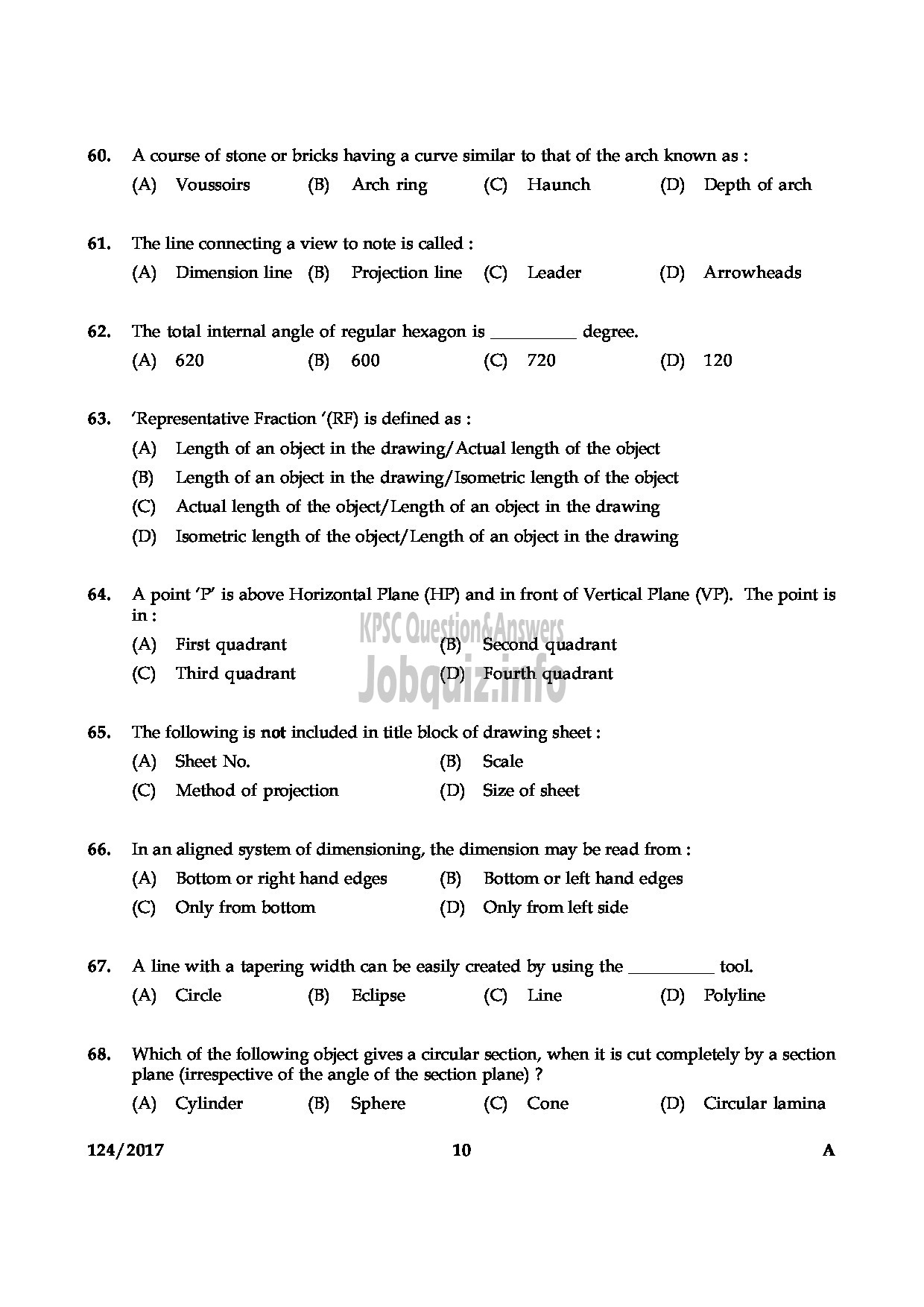 Kerala PSC Question Paper - DRAFTSMAN GR II GROUND WATER-10