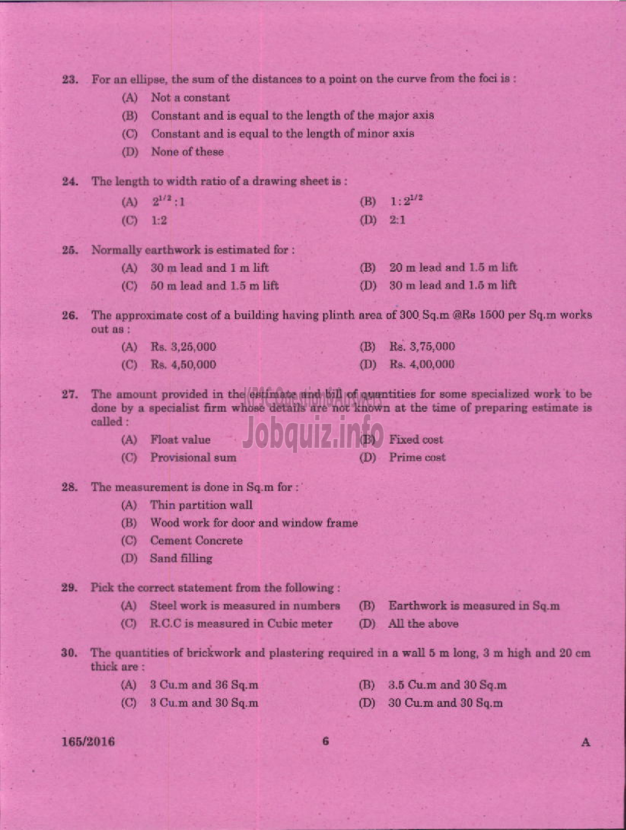 Kerala PSC Question Paper - DRAFTSMAN GR II /TOWN PLANNING SURVEYOR GR II TOWN COUNTRY PLANNING-4