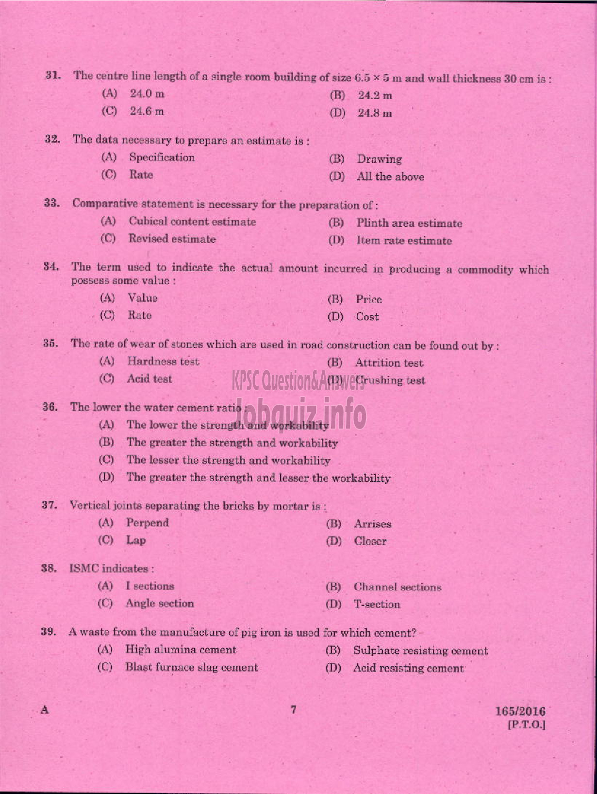 Kerala PSC Question Paper - DRAFTSMAN GR II /TOWN PLANNING SURVEYOR GR II TOWN COUNTRY PLANNING-5