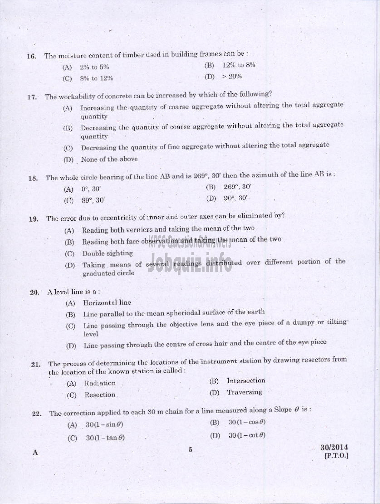 Kerala PSC Question Paper - DRAFTSMAN GR II/TOWN PLG SURVEYOR GR II-3