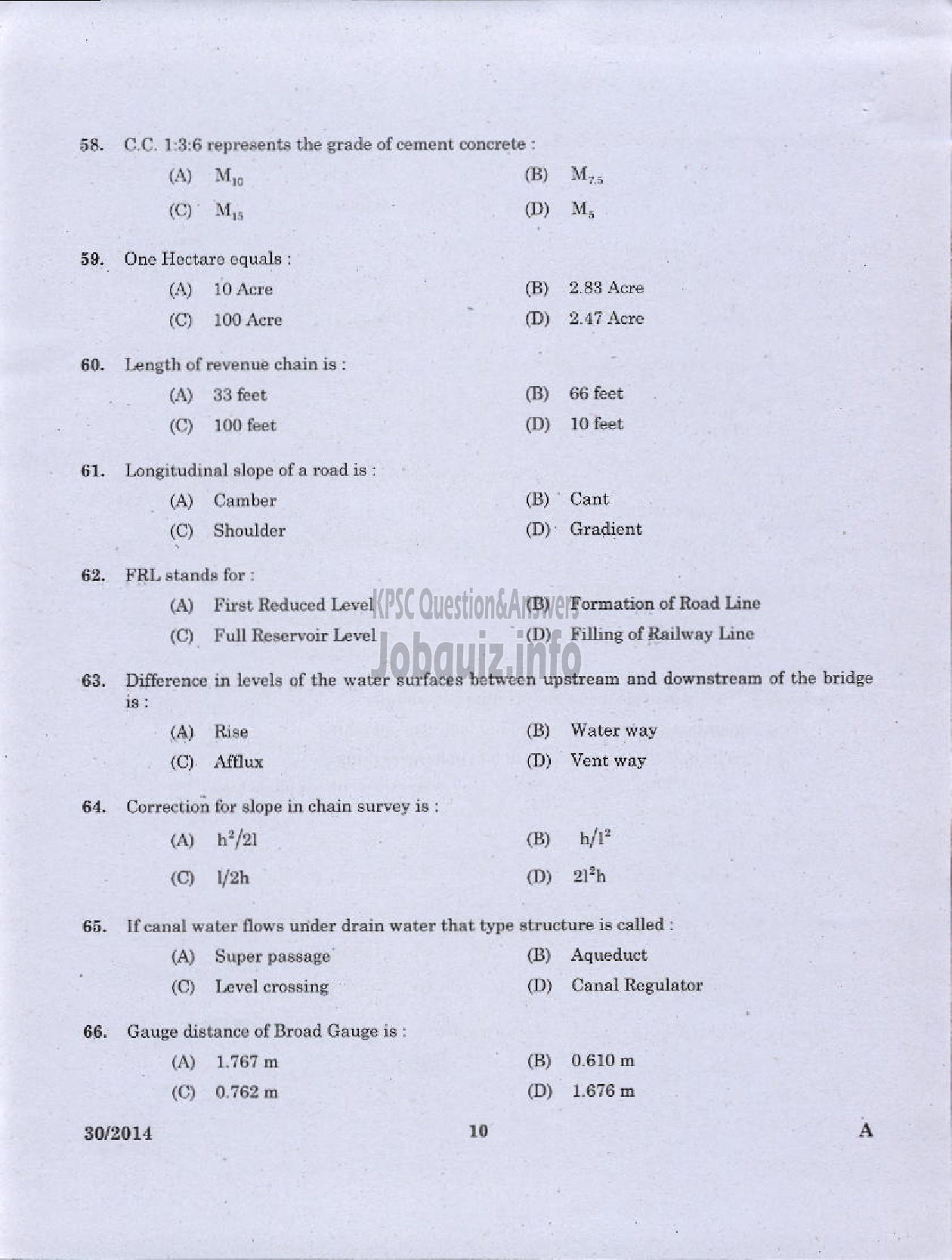 Kerala PSC Question Paper - DRAFTSMAN GR II/TOWN PLG SURVEYOR GR II-8