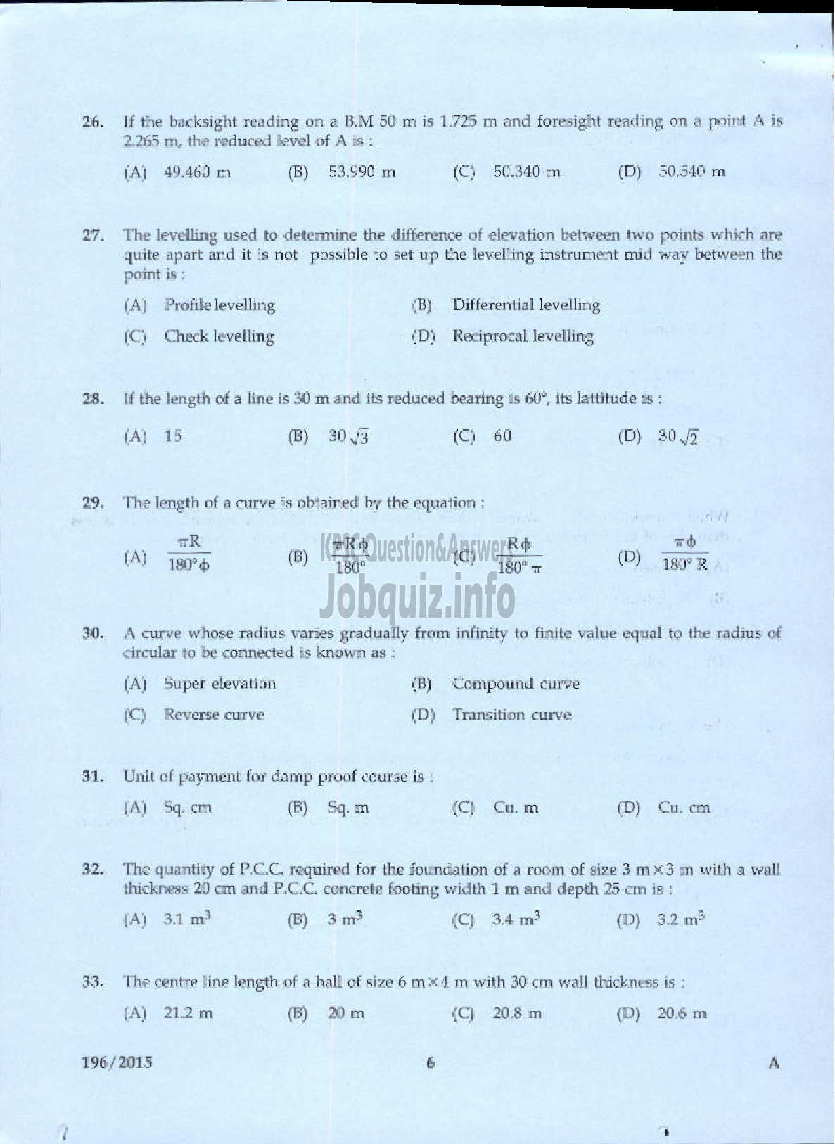 Kerala PSC Question Paper - DRAFTSMAN GR I/ TOWN PLANNING SURVEYOR GR I TOWN AND COUNTRY PLANNING-4