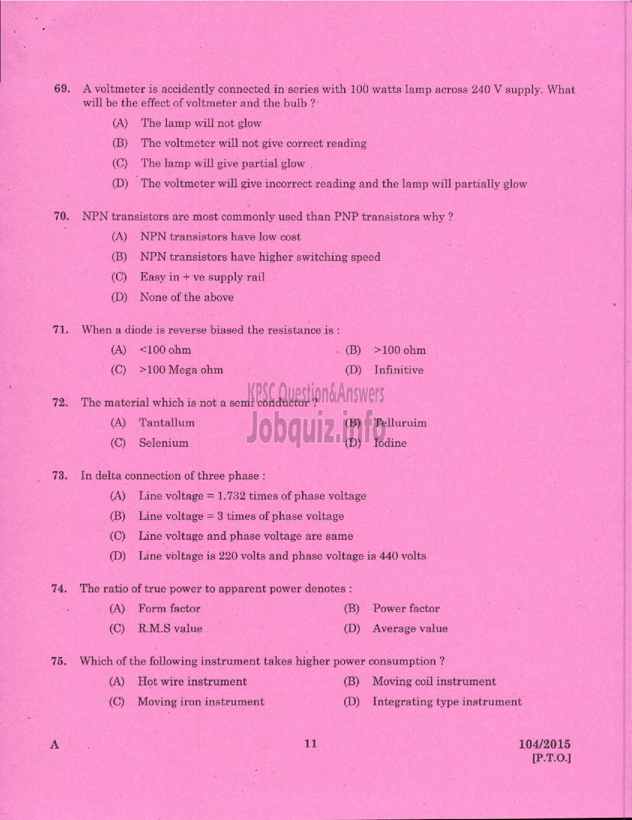 Kerala PSC Question Paper - DRAFTSMAN POLICE TELECOMMUNICAION UNIT-9