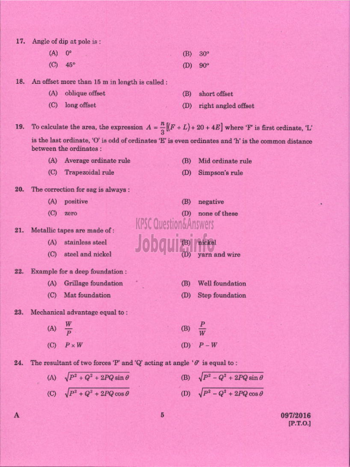 Kerala PSC Question Paper - DRAUGHTSMAN GR II SURVEY AND LAND RECORDS-3