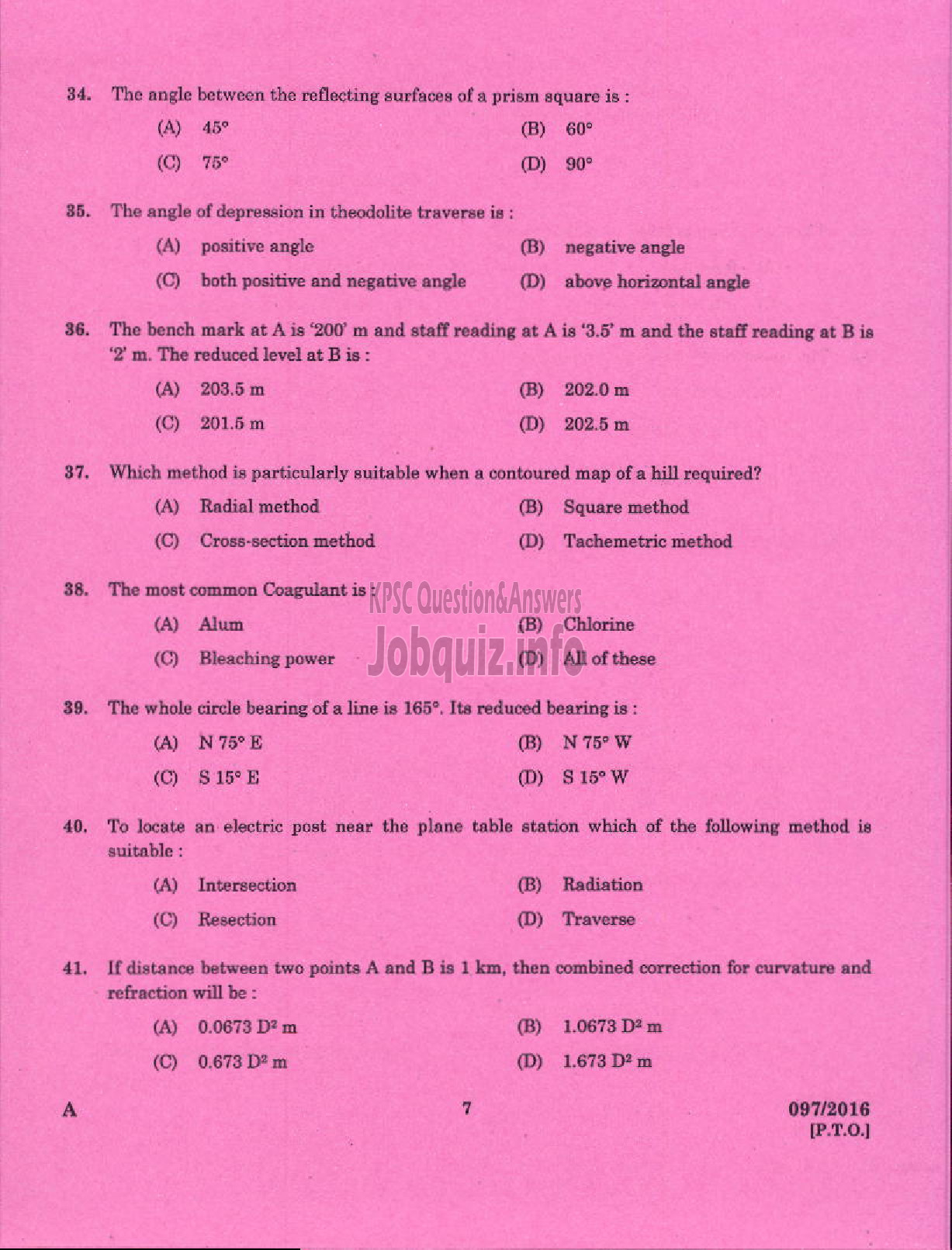 Kerala PSC Question Paper - DRAUGHTSMAN GR II SURVEY AND LAND RECORDS-5