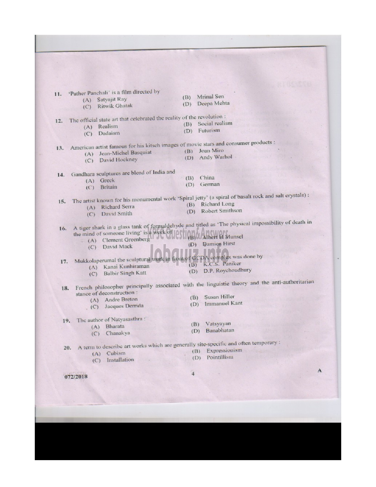 Kerala PSC Question Paper - DRAWING TEACHER HIGH SCHOOL HIGH SCHOOL EDUCATION-3