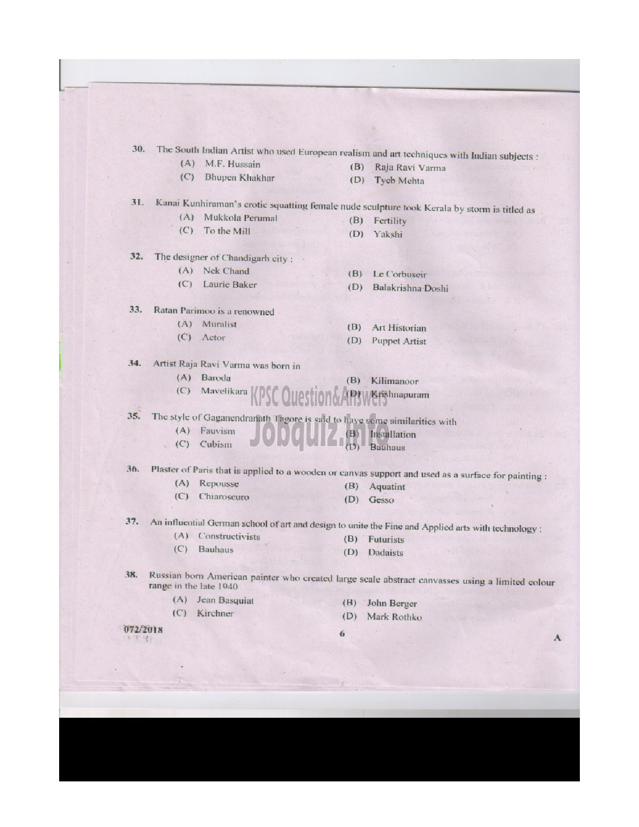 Kerala PSC Question Paper - DRAWING TEACHER HIGH SCHOOL HIGH SCHOOL EDUCATION-5