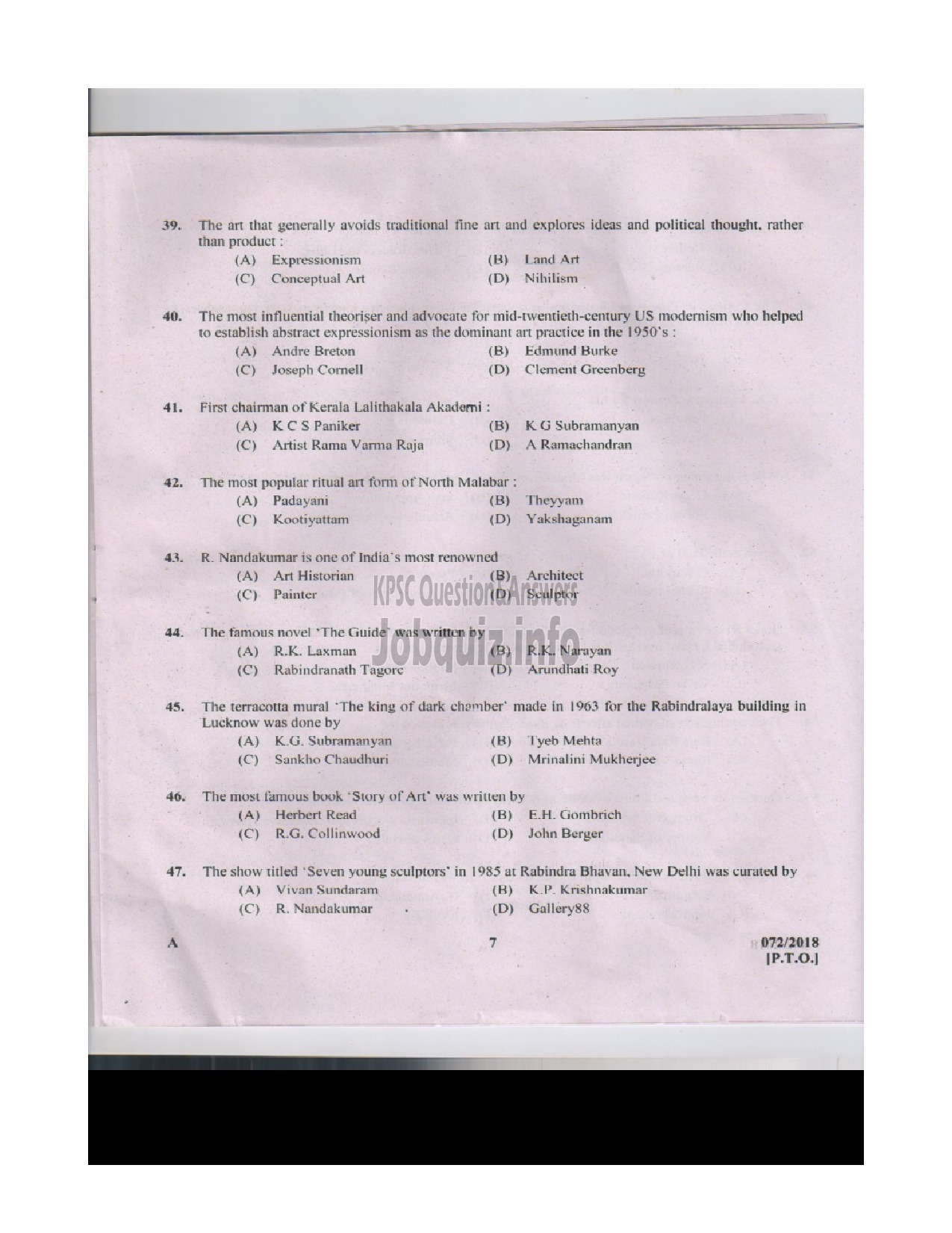 Kerala PSC Question Paper - DRAWING TEACHER HIGH SCHOOL HIGH SCHOOL EDUCATION-6