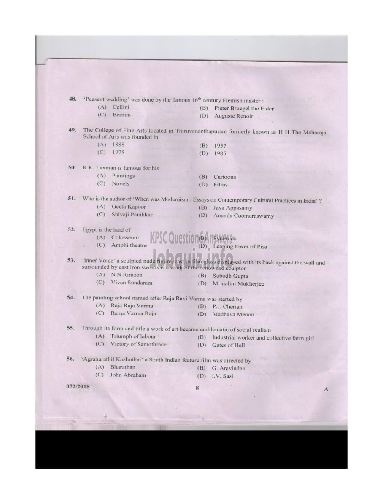 Kerala PSC Question Paper - DRAWING TEACHER HIGH SCHOOL HIGH SCHOOL EDUCATION-7