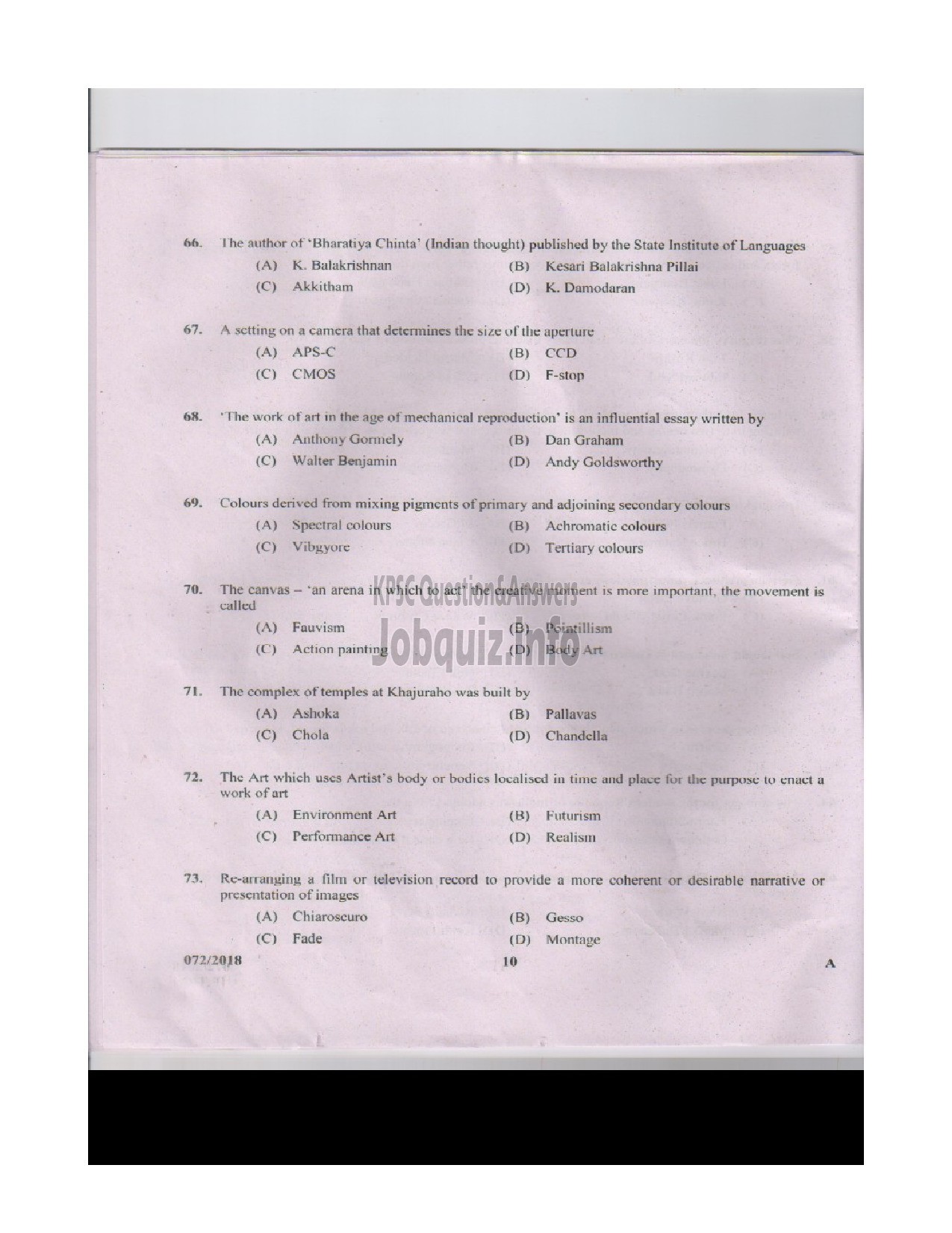 Kerala PSC Question Paper - DRAWING TEACHER HIGH SCHOOL HIGH SCHOOL EDUCATION-9