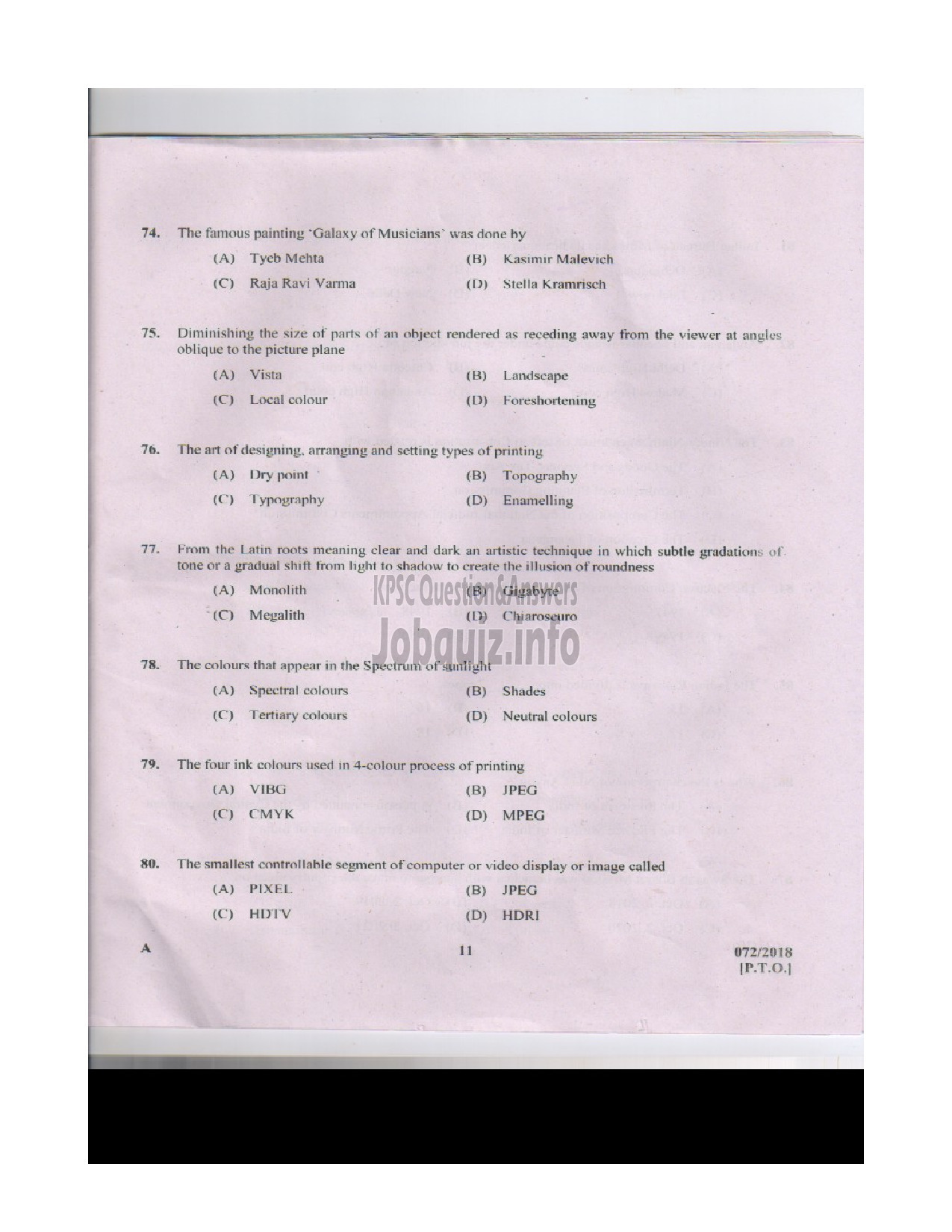 Kerala PSC Question Paper - DRAWING TEACHER HIGH SCHOOL HIGH SCHOOL EDUCATION-10