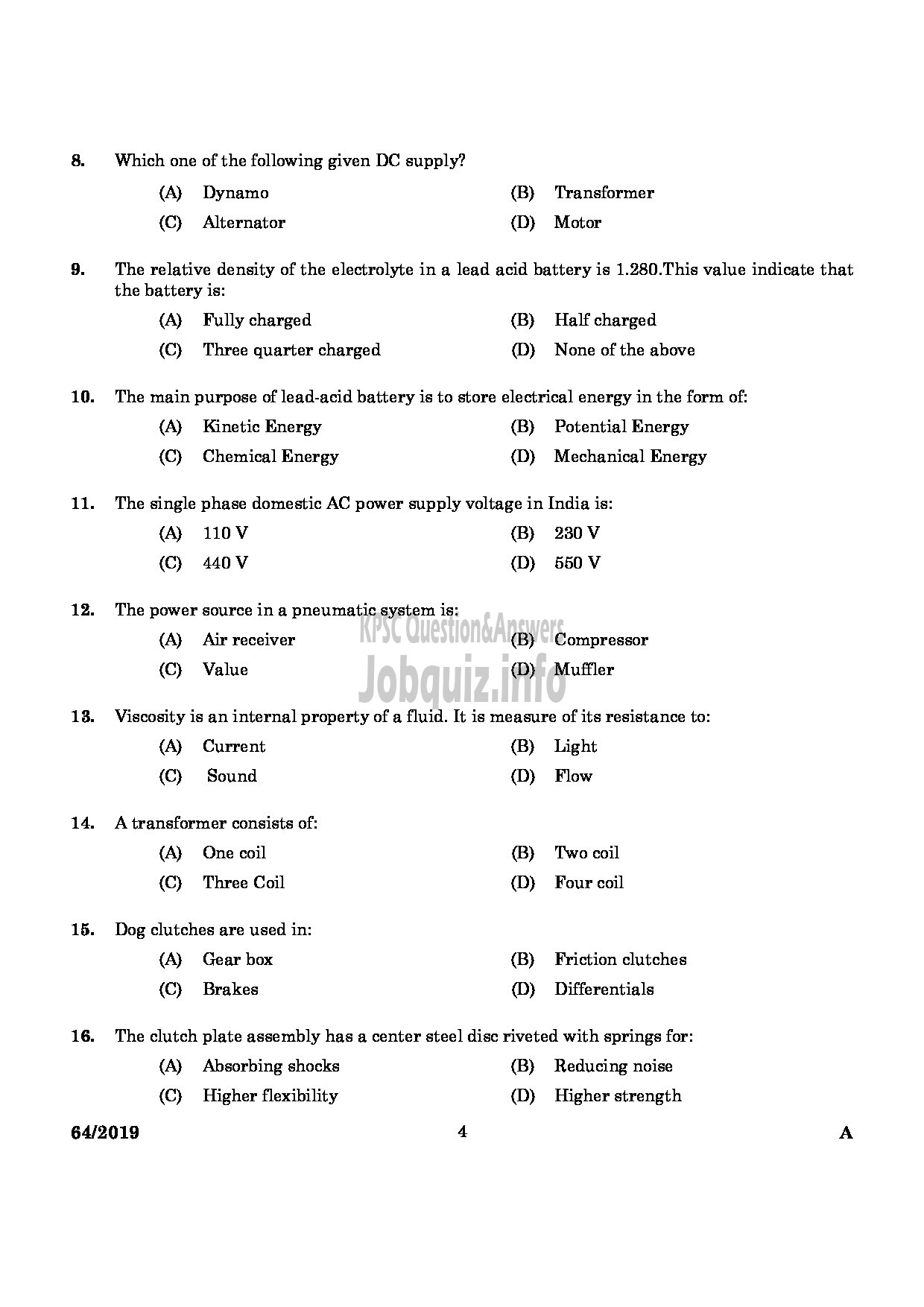 Kerala PSC Question Paper - DRILLING ASSISTANT GROUND WATER DEPARTMENT English -2