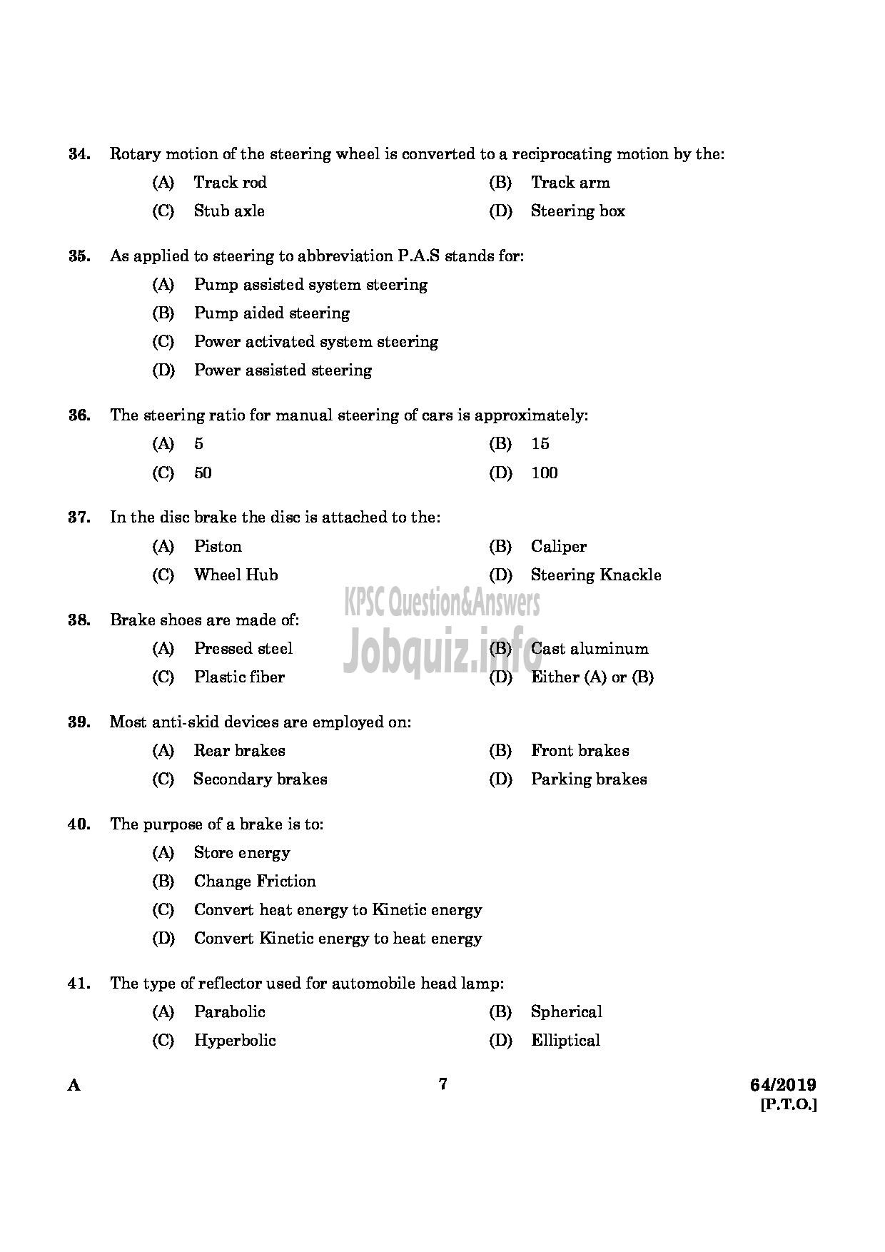 Kerala PSC Question Paper - DRILLING ASSISTANT GROUND WATER DEPARTMENT English -5