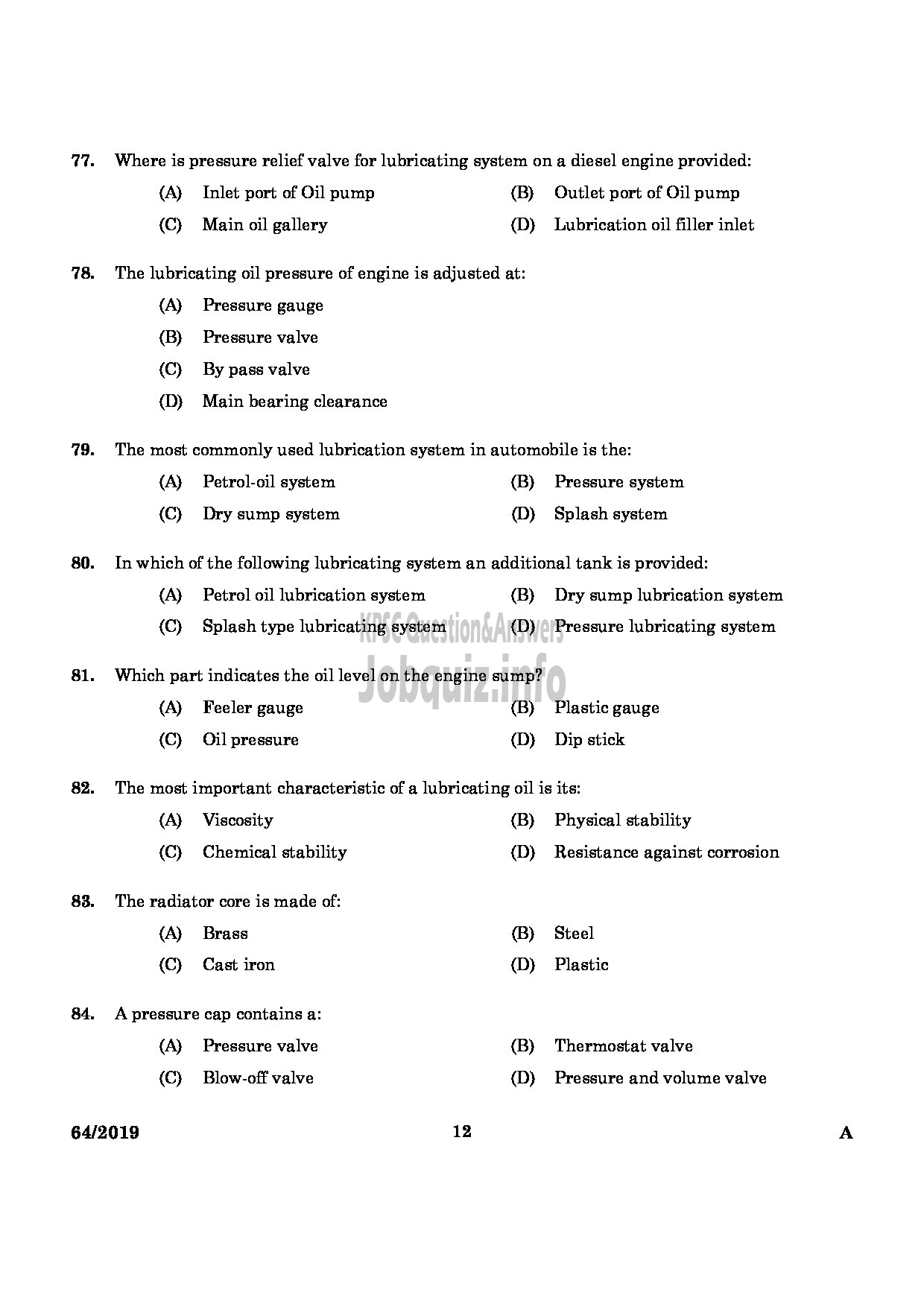 Kerala PSC Question Paper - DRILLING ASSISTANT GROUND WATER DEPARTMENT English -10
