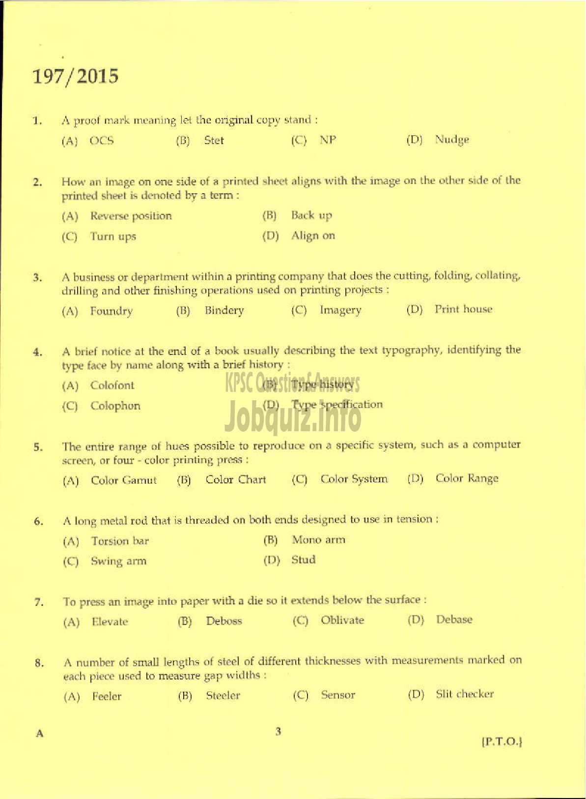 Kerala PSC Question Paper - DTP OPERATOR GR II PRINTING-1