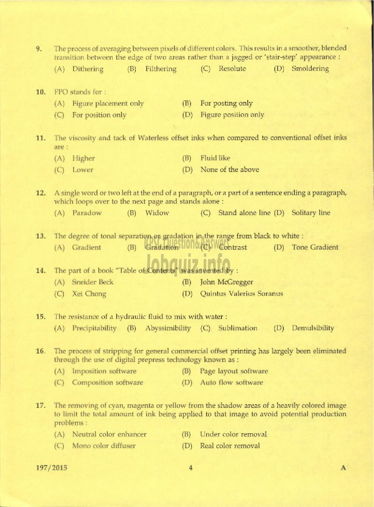 Kerala PSC Question Paper - DTP OPERATOR GR II PRINTING-2