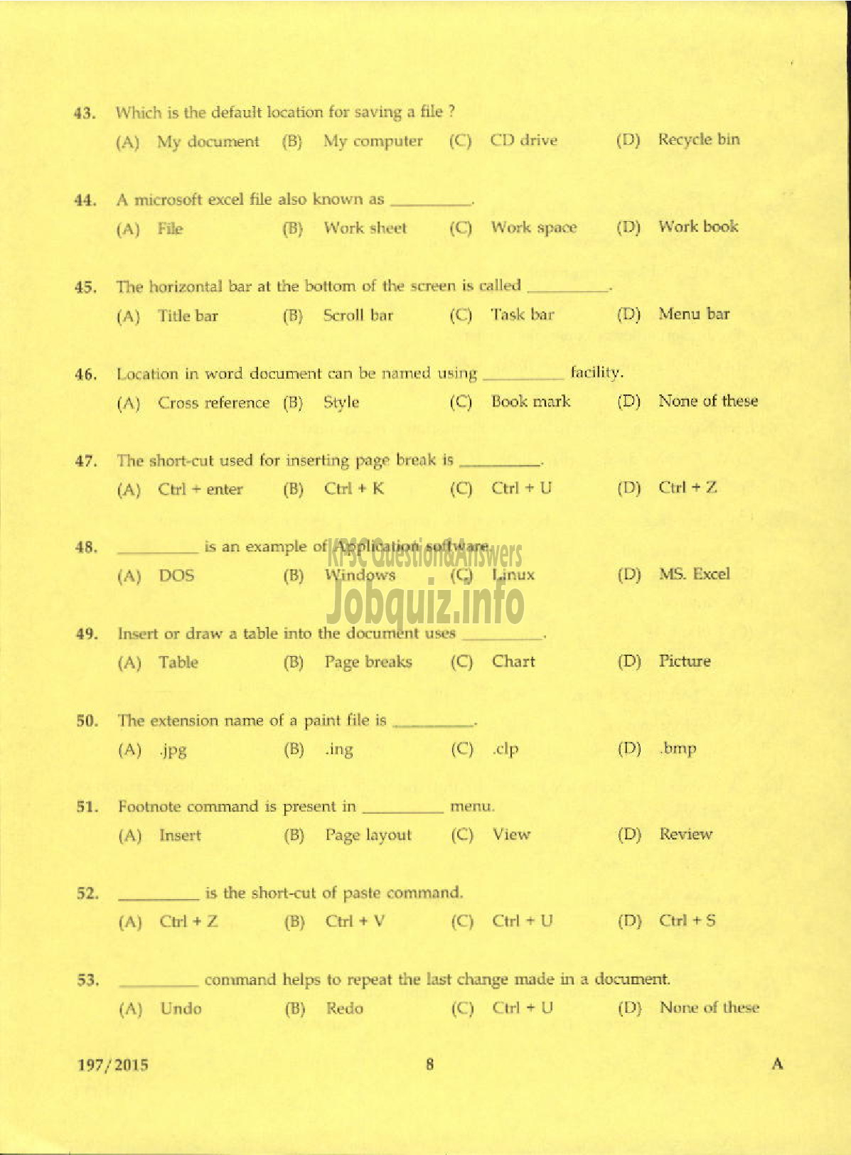 Kerala PSC Question Paper - DTP OPERATOR GR II PRINTING-6