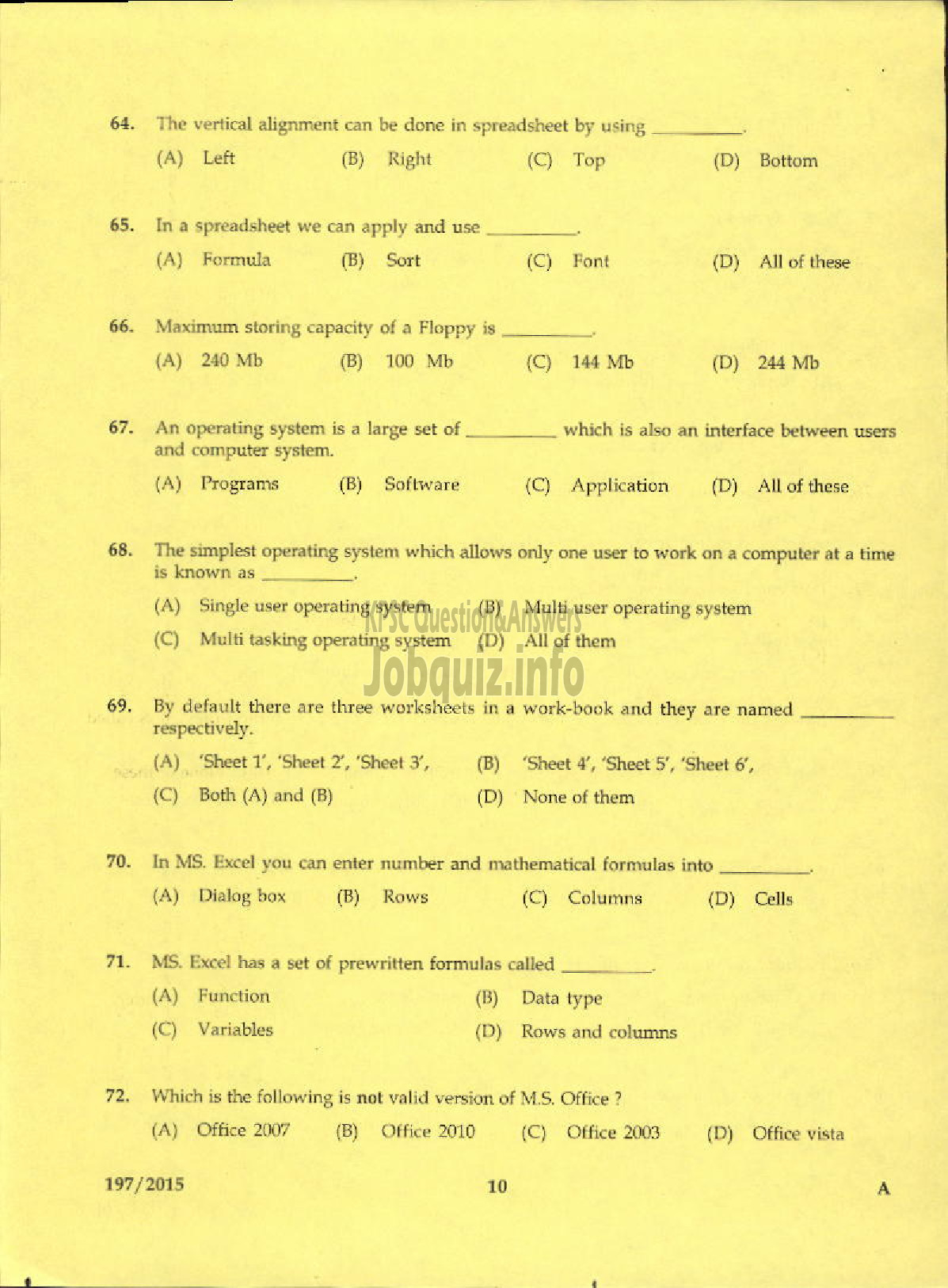 Kerala PSC Question Paper - DTP OPERATOR GR II PRINTING-8