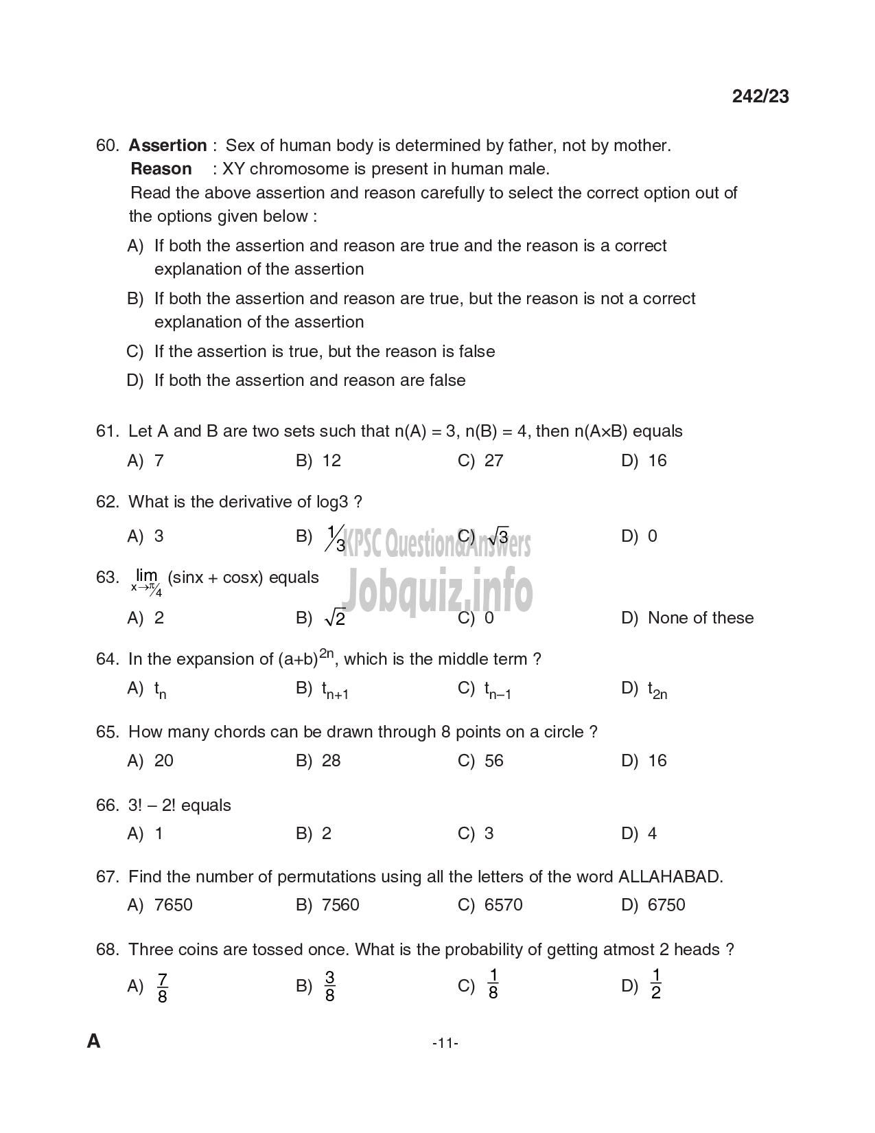 Kerala PSC Question Paper - Dairy Farm Instructor-11