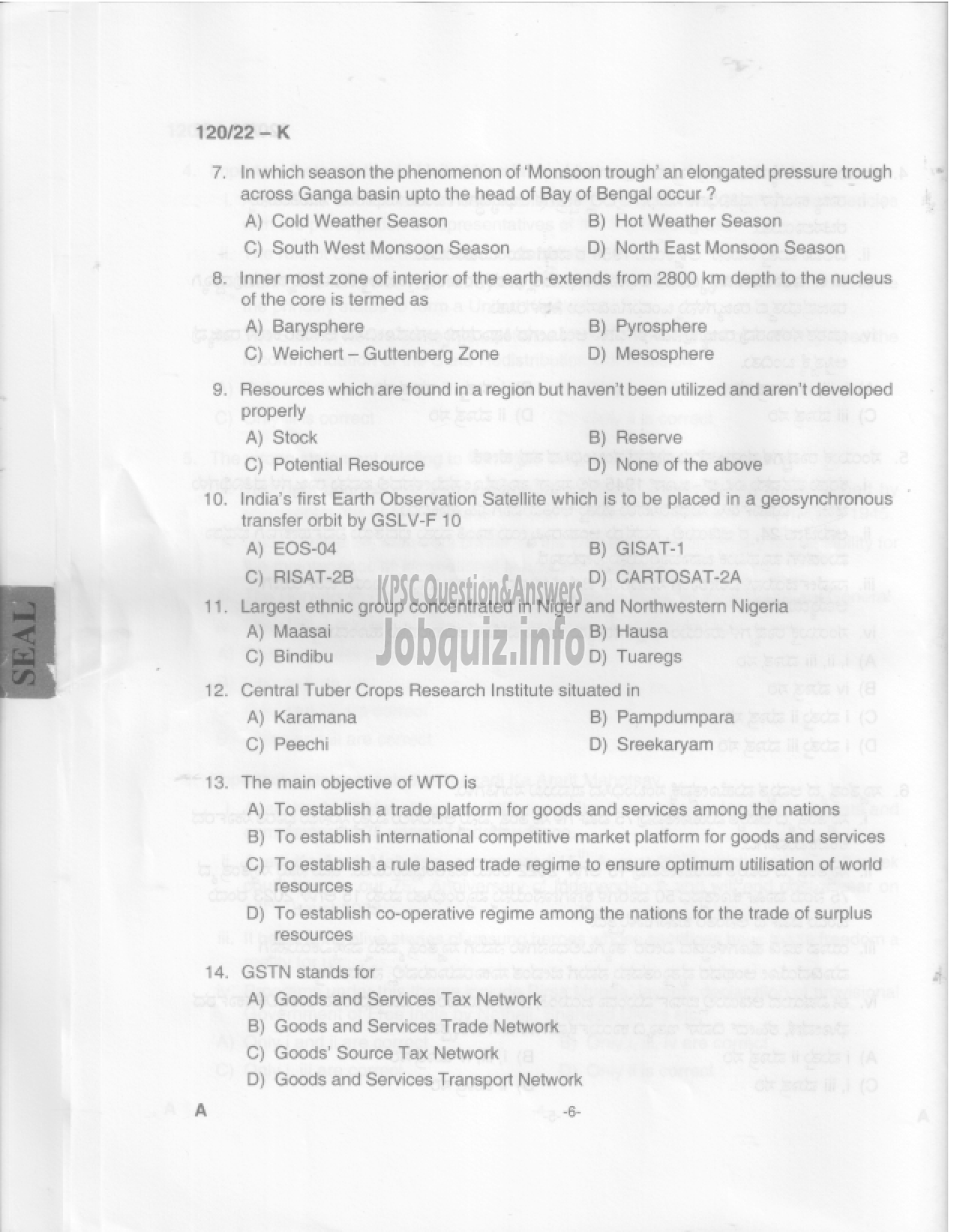 Kerala PSC Question Paper - Data Entry Operator- Degree Level Main Examination-7