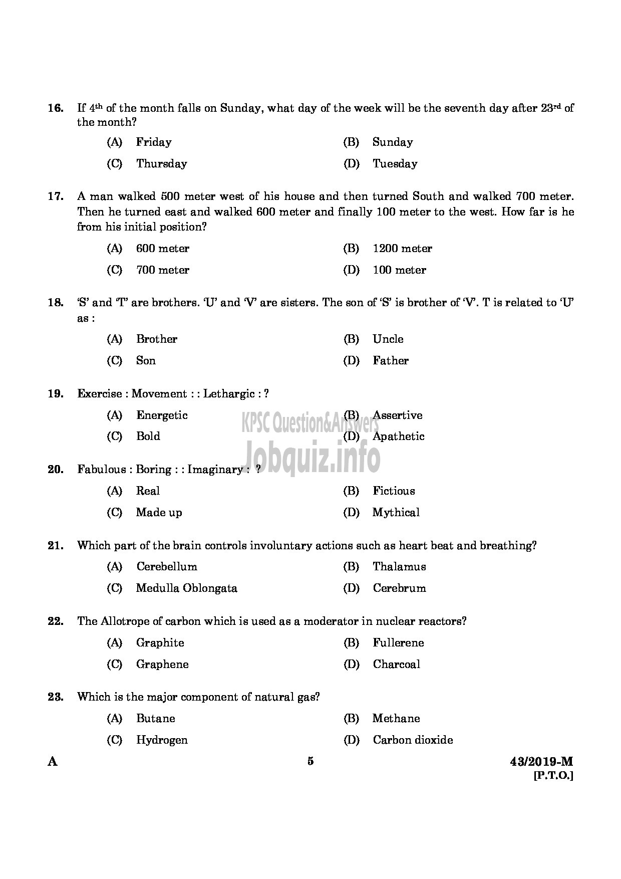 Kerala PSC Question Paper - Deputy Collector (SR For SC/ST) Land Revenue Department English / Malayalam -3