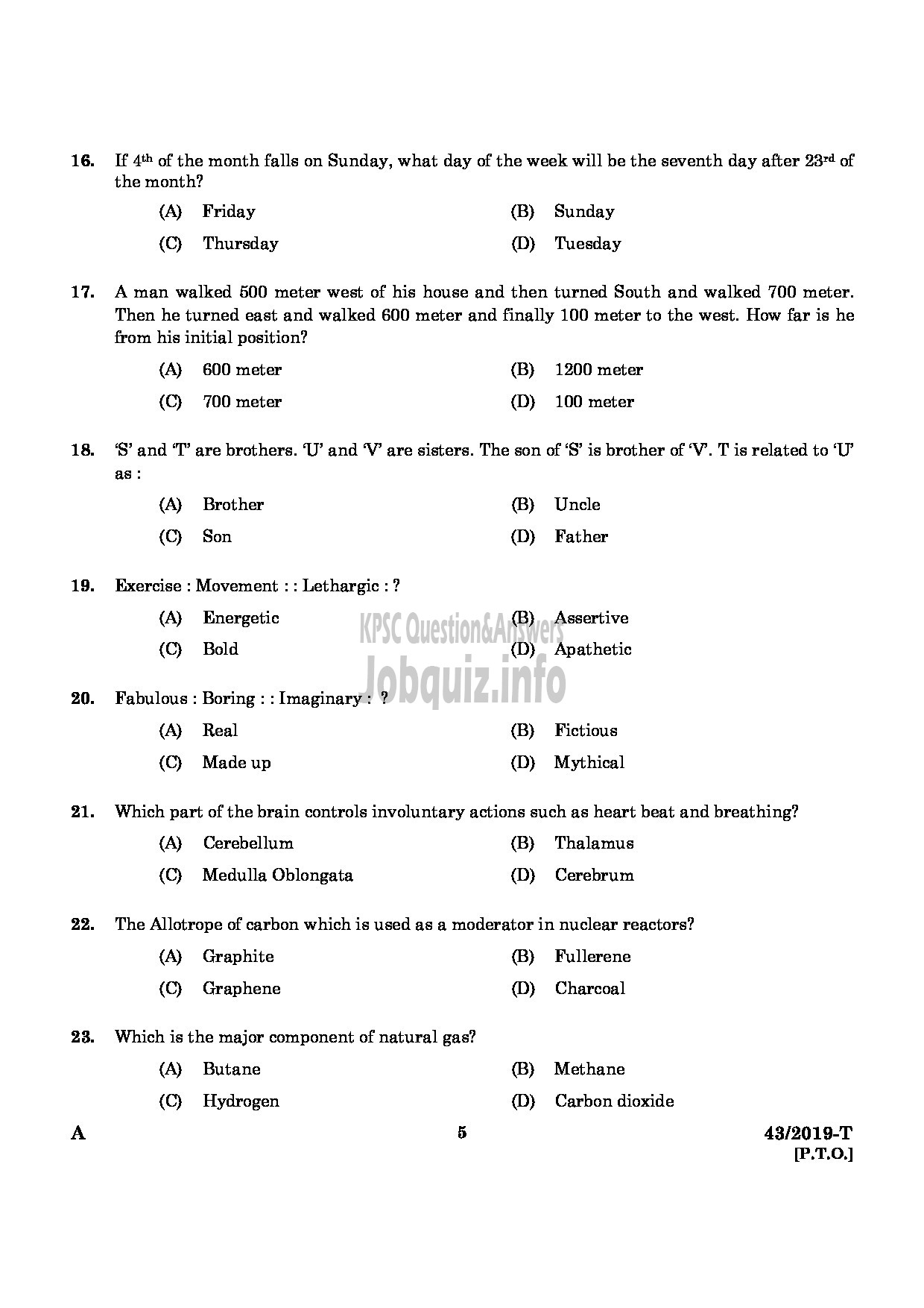 Kerala PSC Question Paper - Deputy Collector (SR For SC/ST) Land Revenue Department English/Tamil -3