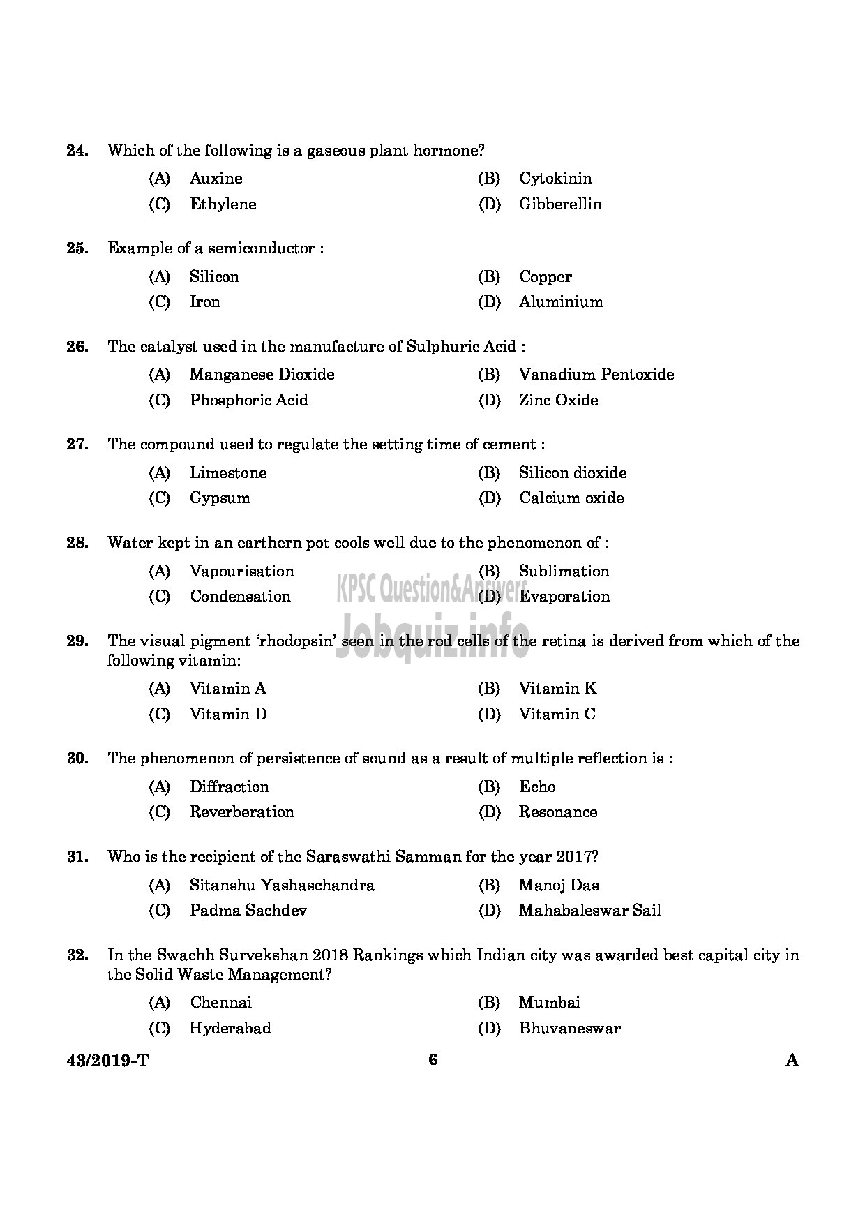 Kerala PSC Question Paper - Deputy Collector (SR For SC/ST) Land Revenue Department English/Tamil -4