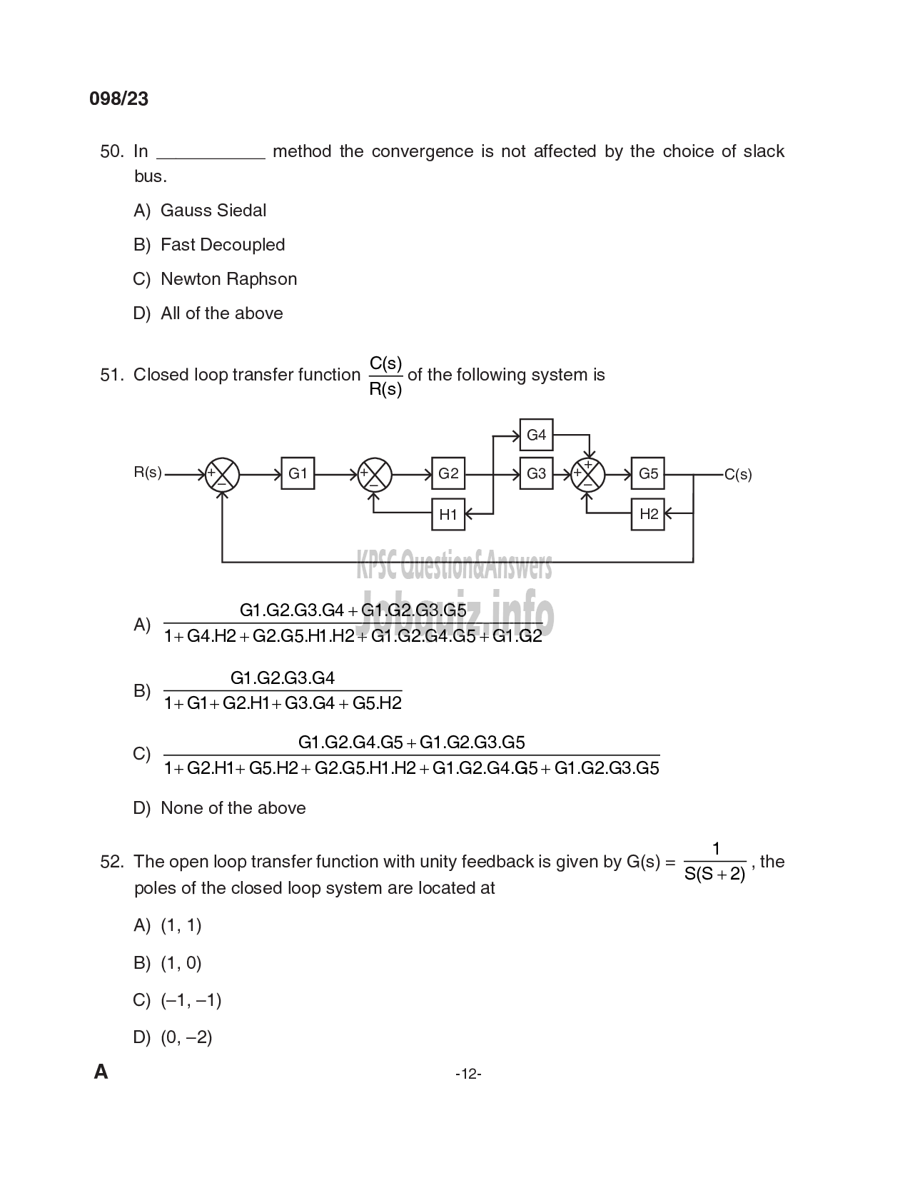 Kerala PSC Question Paper - Deputy Engineer (Electrical), Assistant Engineer (Electrical) - Kerala Co-operative Milk Marketing Federation Ltd, KSEB-12