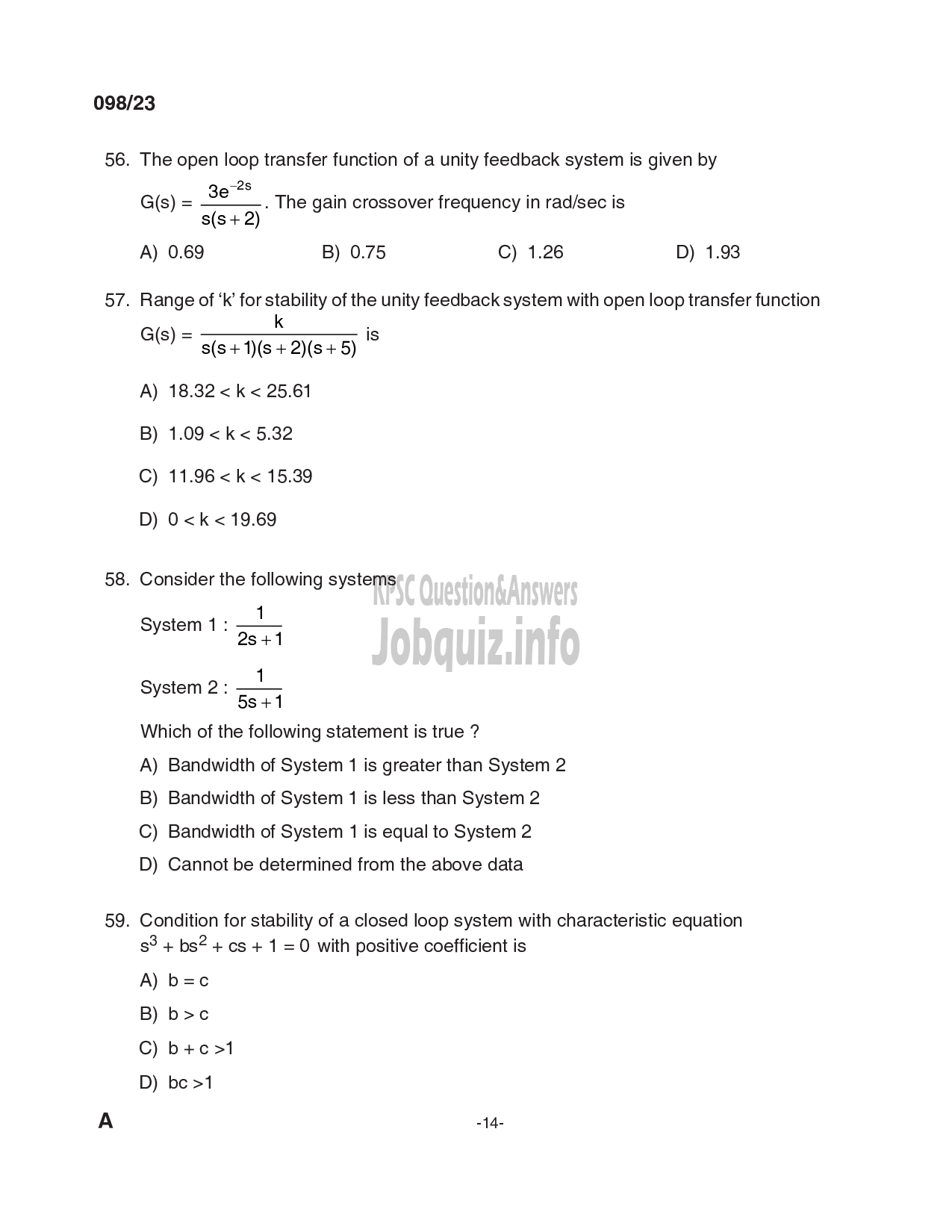 Kerala PSC Question Paper - Deputy Engineer (Electrical), Assistant Engineer (Electrical) - Kerala Co-operative Milk Marketing Federation Ltd, KSEB-14